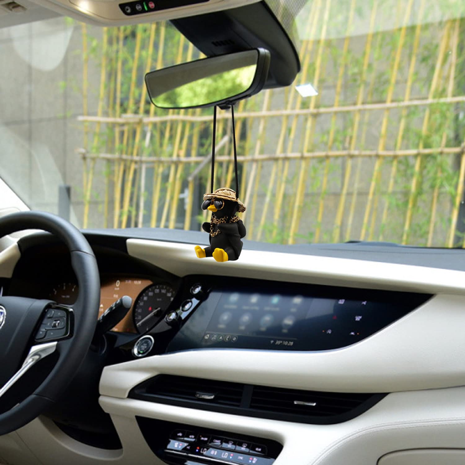 Swinging Duck Car Hanging Ornament, Cool Car Hanging Accessories for Rear View Mirror, Cute Car Pendant Swinging Sunglasses Duck