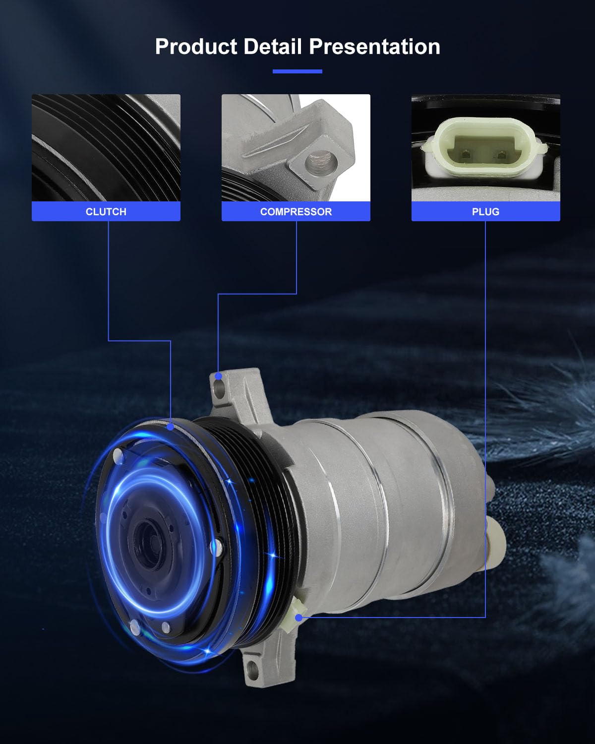 Eccpp A/C Compressor With Clutch 1993-1997 Fit For Chevrolet Camaro For Pontiac Firebird For Buick Roadmaster 5.7L Ac Compressor