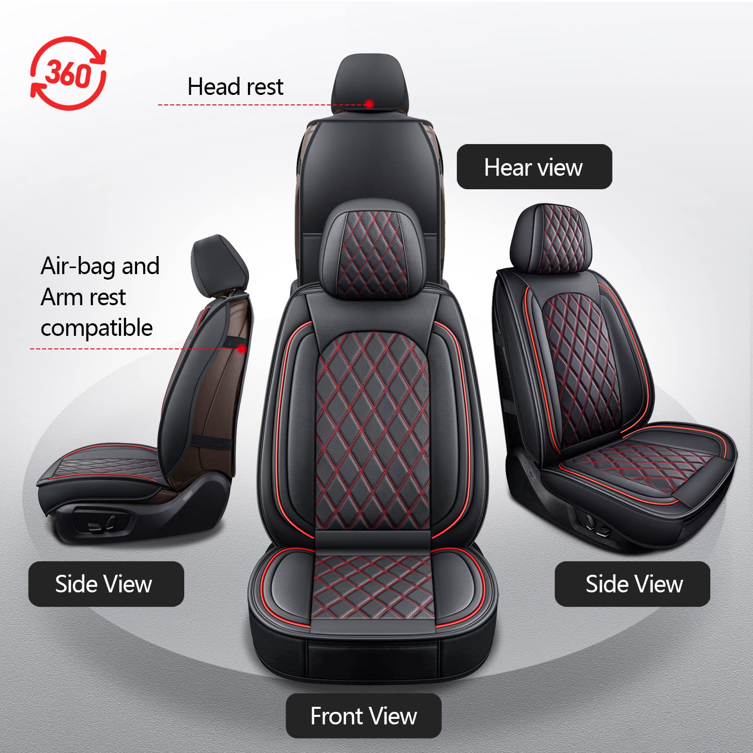 MIROZO Dodge Ram Seat Covers Full Set,5PCS Car Seat Cover Waterproof Fit 2009-2024 Ram 1500 2500 3500 Crew Quad Regular Cab Pick