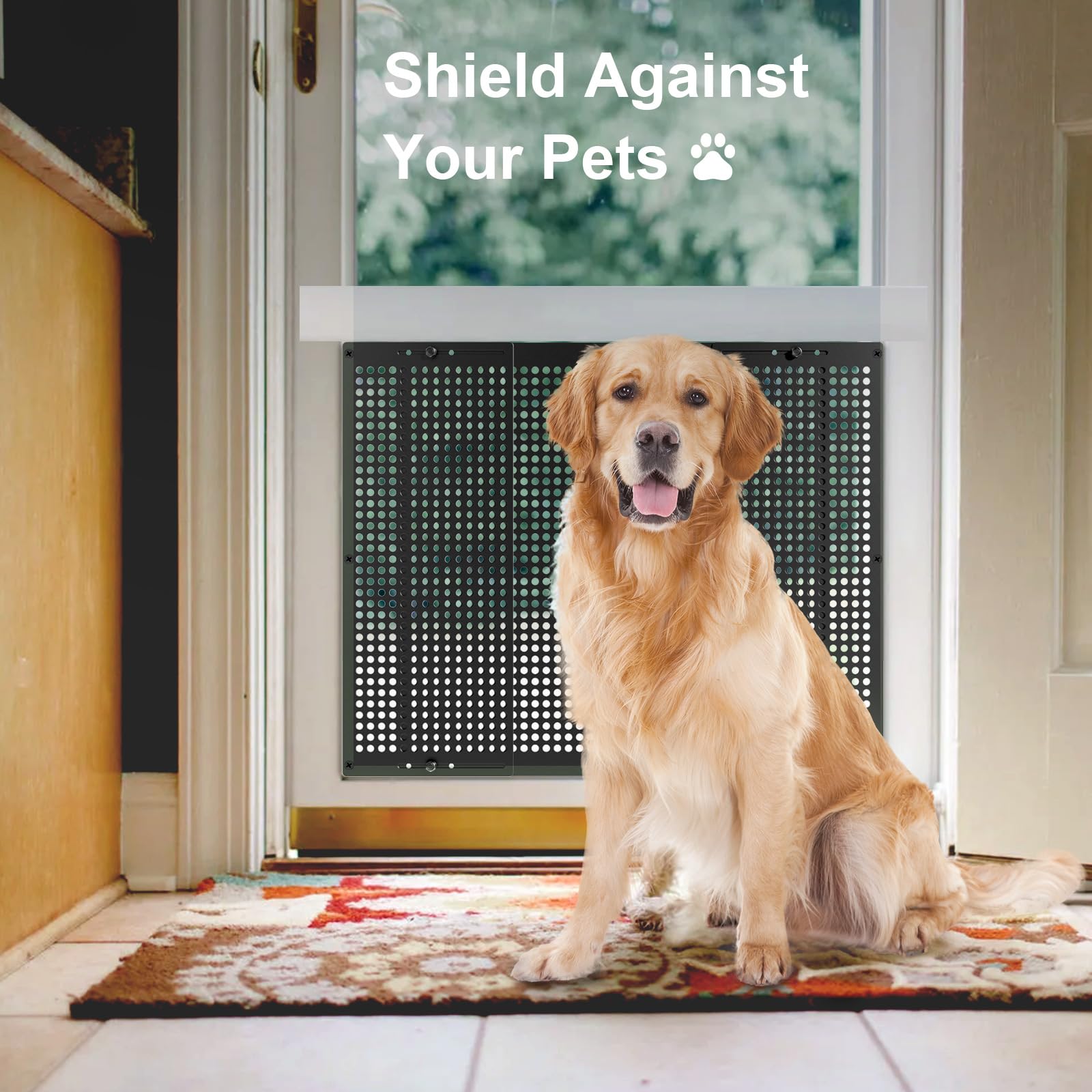 Premium Adjustable RV Entry Screen Door Grille, Adjusts from 22- 31.5, Aluminum Alloy Protector Guard for RV, Camper- Black