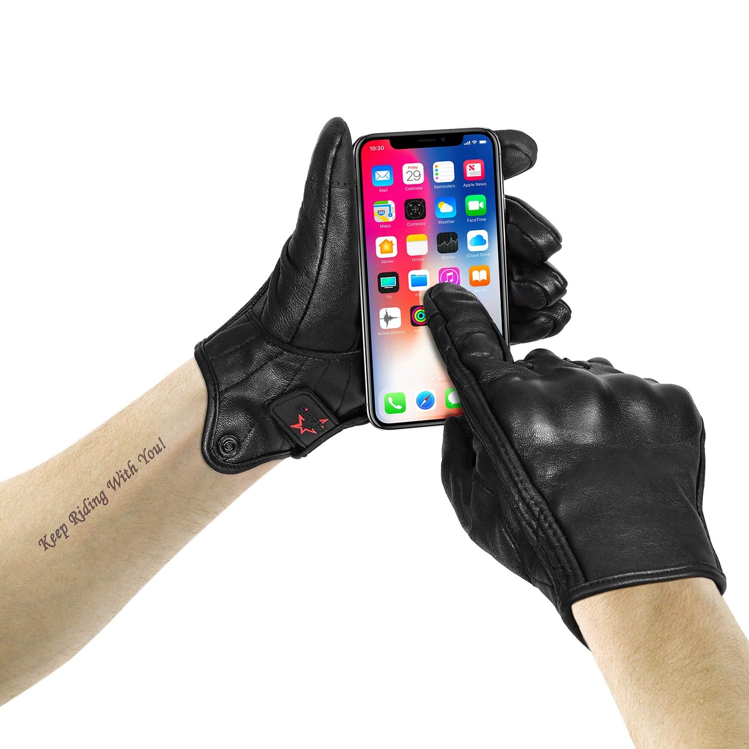 Full Finger Goat Skin Leather Touch Screen Motorcycle Gloves Men/Women S,M,L,Xl,Xxl (Non-Perforated, Xxl)