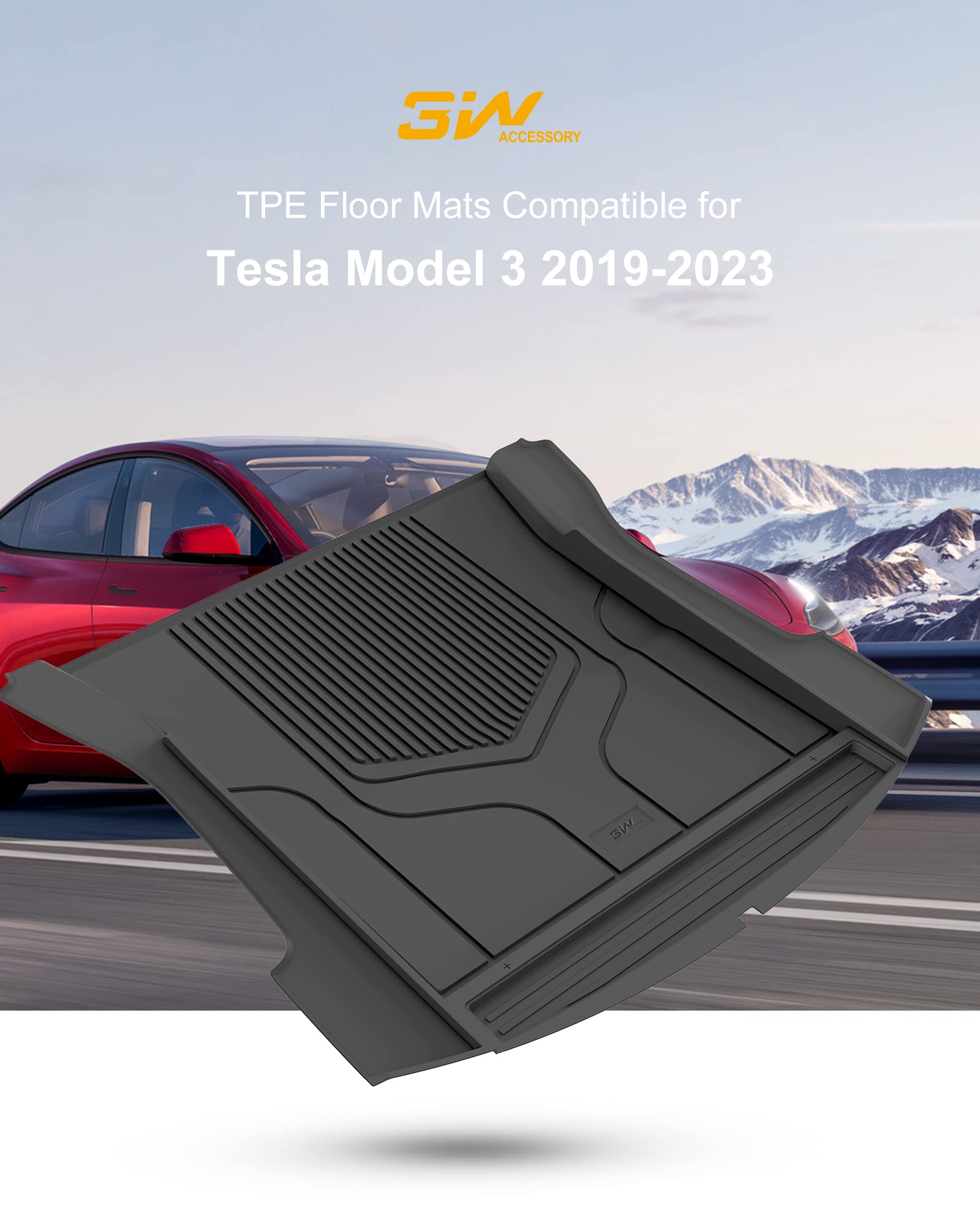 3W Floor Mats Compatible For Tesla New Model Y 2025 2026 Juniper Lumedge, Tpe All Weather Custom Fit Floor Liner For Model Y, 1S