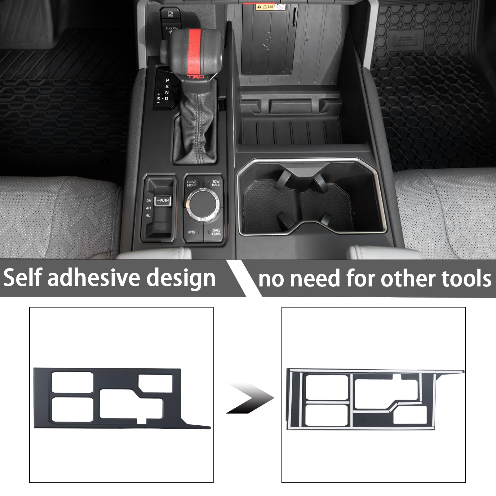 Jdmcar Central Control Gear Shift Panel Trim Cover Compatible With 2022 2023 2024 2025 Toyota Tundra/Sequoia Accessories, Gear Shift Control Anti-Scratch Panel Decorative Sticker -Matte Black