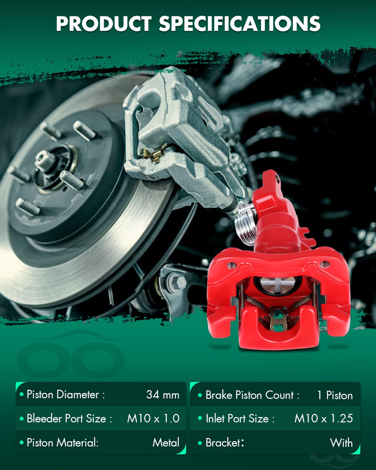 Scitoo 19-B2069 19-B2068 Rear Left & Right Disc Brake Calipers Assembly W/Bracket For Acura For Tsx 2004-2008,For Honda For Acco