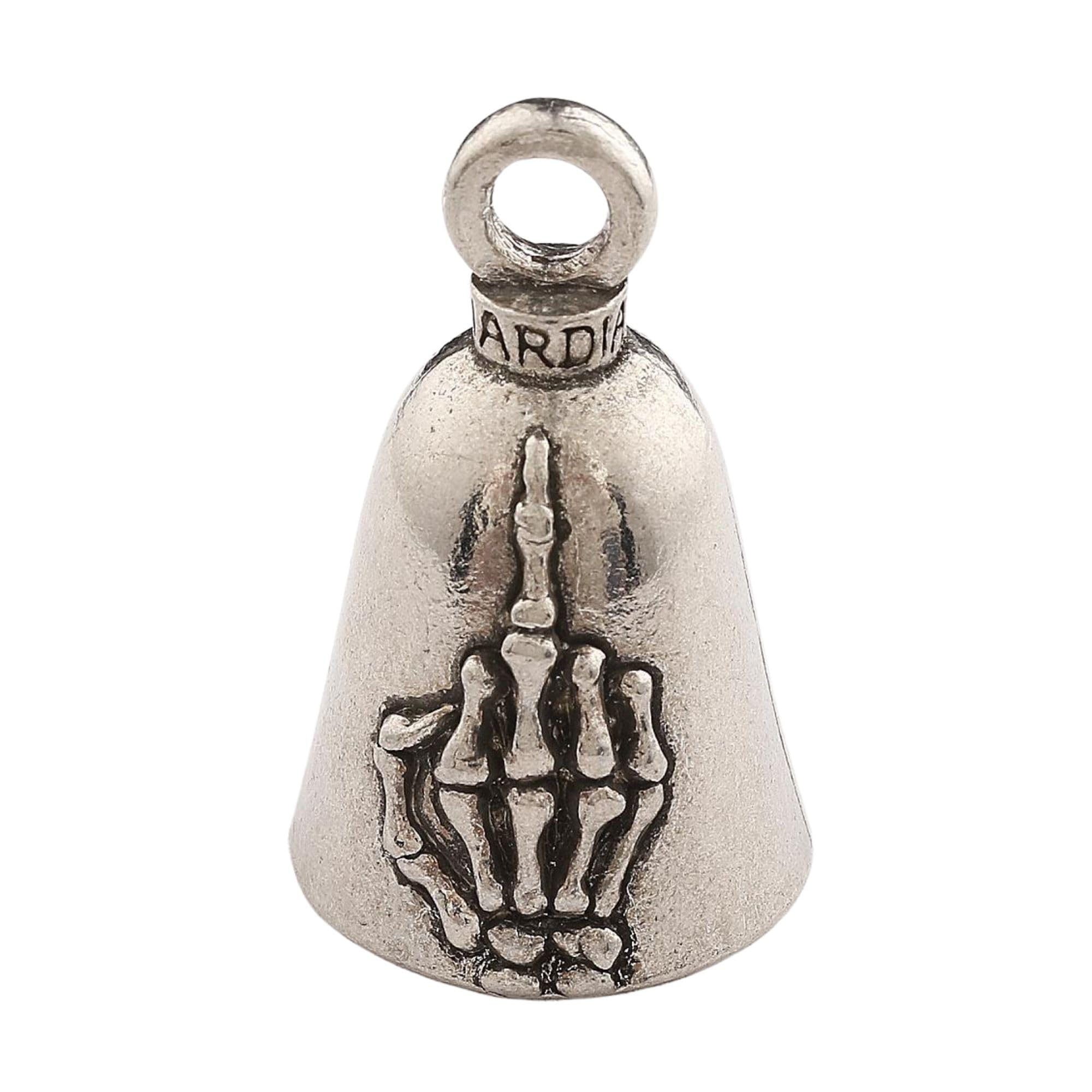 Guardian Bell Middle Finger Bell Good Luck Bell W/Keyring & Black Velvet Gift Bag | Motorcycle Bell | Lead-Free Pewter | Good Lu