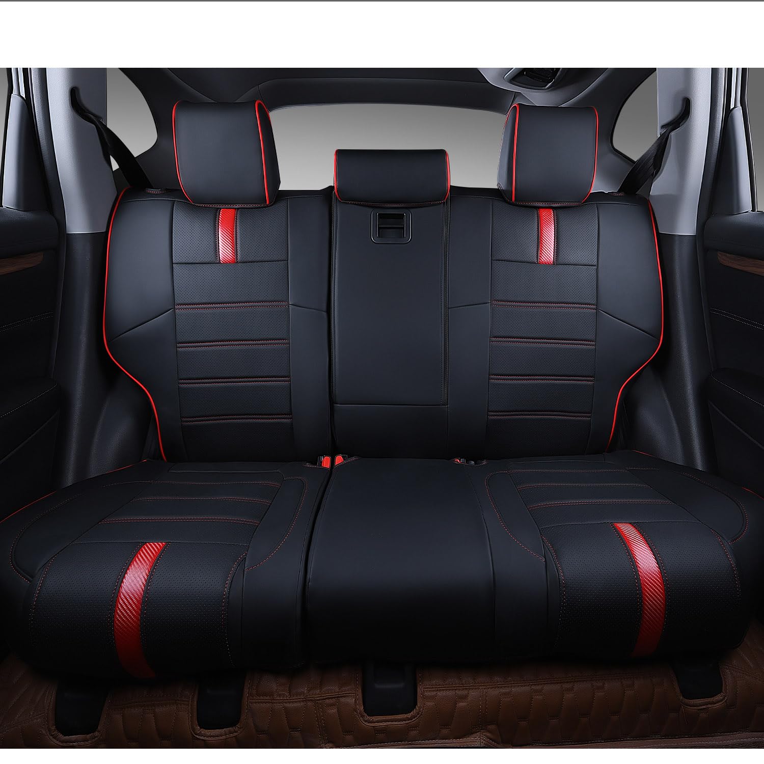 Ptyyds Seat Covers Compatible With 2017-2022 Honda Crv Seat Covers Full Set Seat Protector Replacement For 2017-2022 Honda Crv Accessories(Fit 2017-2022 Crv,Full Set,Black With Red Carbon Fiber)