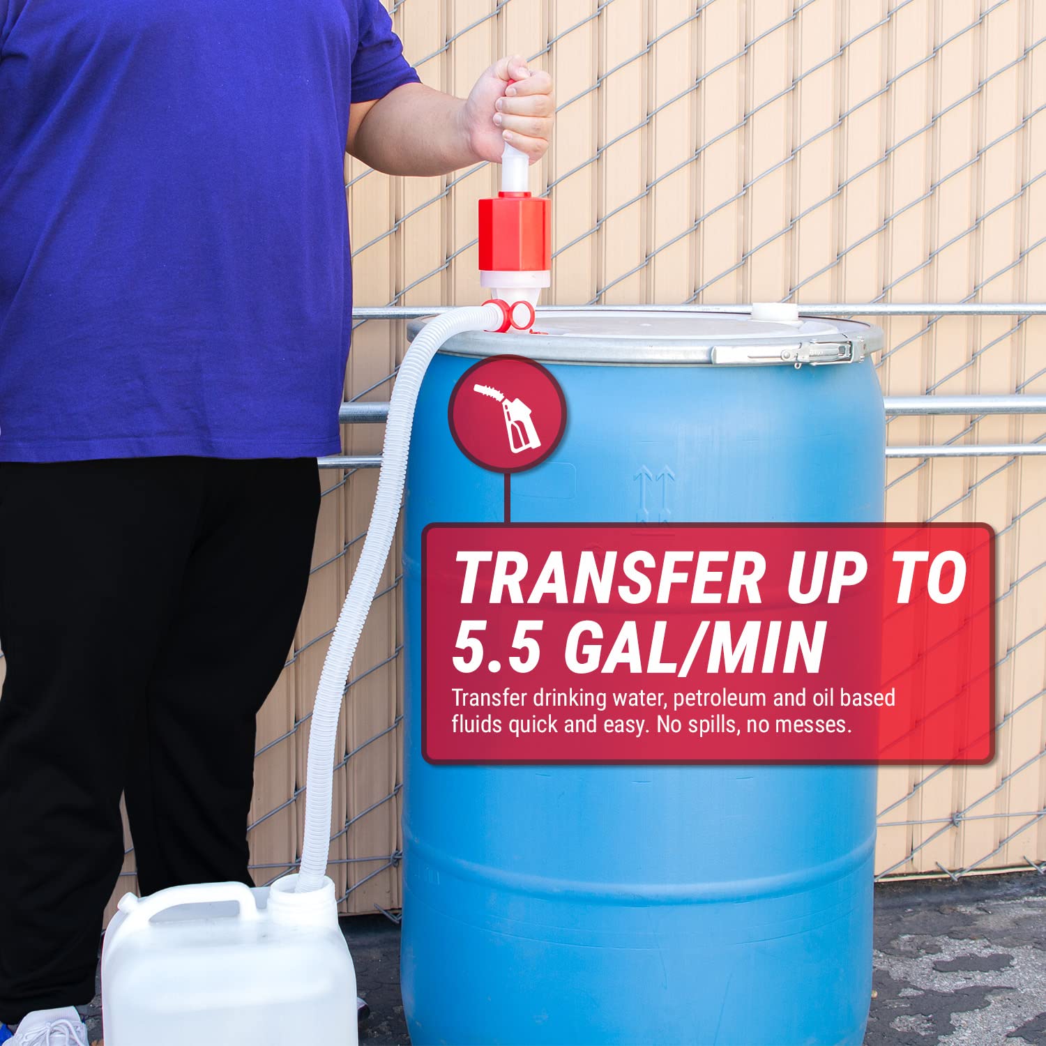 Tera Pump Food Grade Bpa Free Emergency Disaster 55-Gallon Drum Pump Heavy Duty Barrel Siphon (5.5 Gpm) Drinking Water Hand Pump