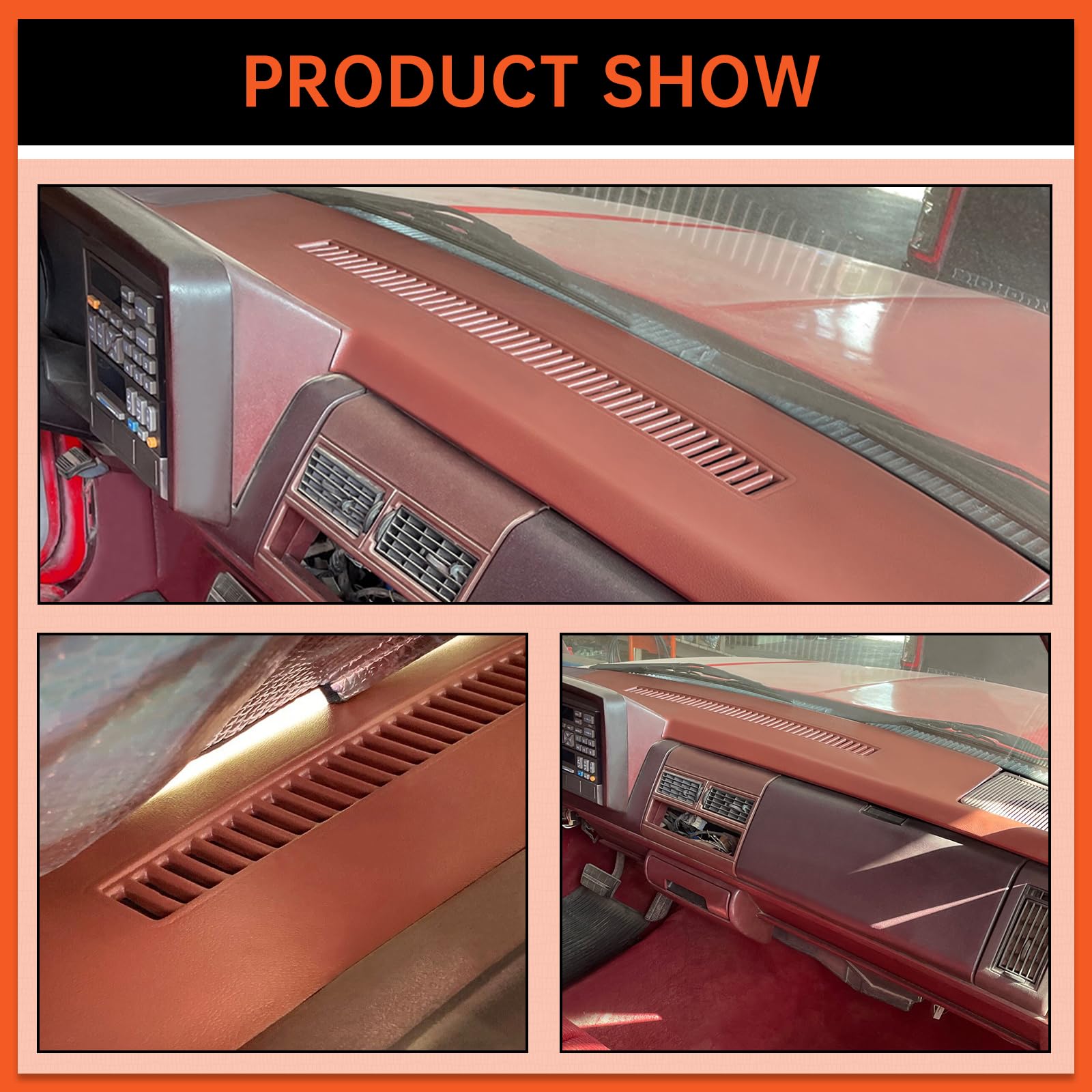 ECOTRIC Molded Dash Cover for 1992-1994 Blazer & 1988-1994 GM Trucks, C1500 C2500 C3500, Garnet, Medium Size