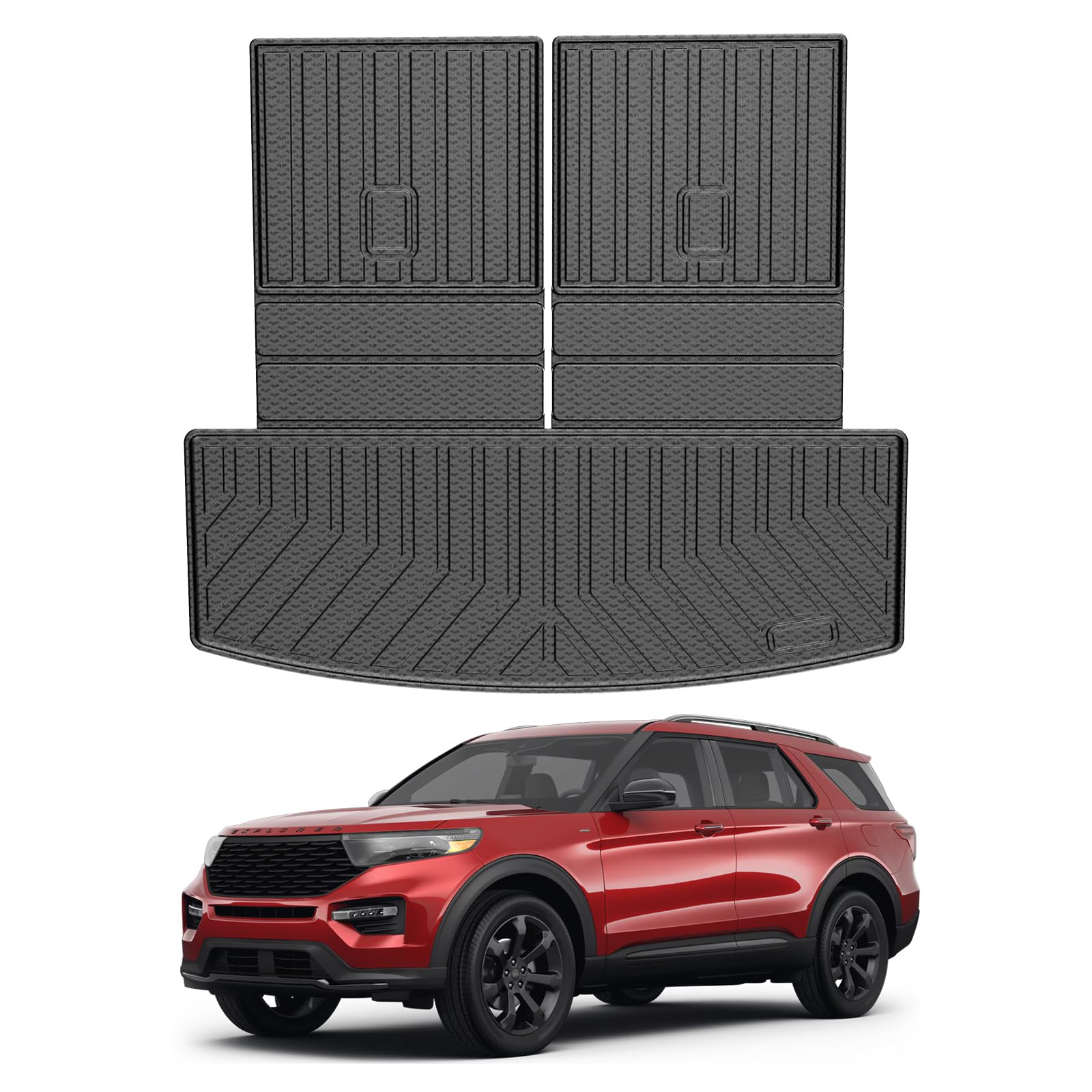 Mixsuper Cargo Liner For Ford Explorer 2020-2025, Trunk Mat For Ford Explorer Accessories Rear Trunk Liner Cargo Mat Backrest Ma