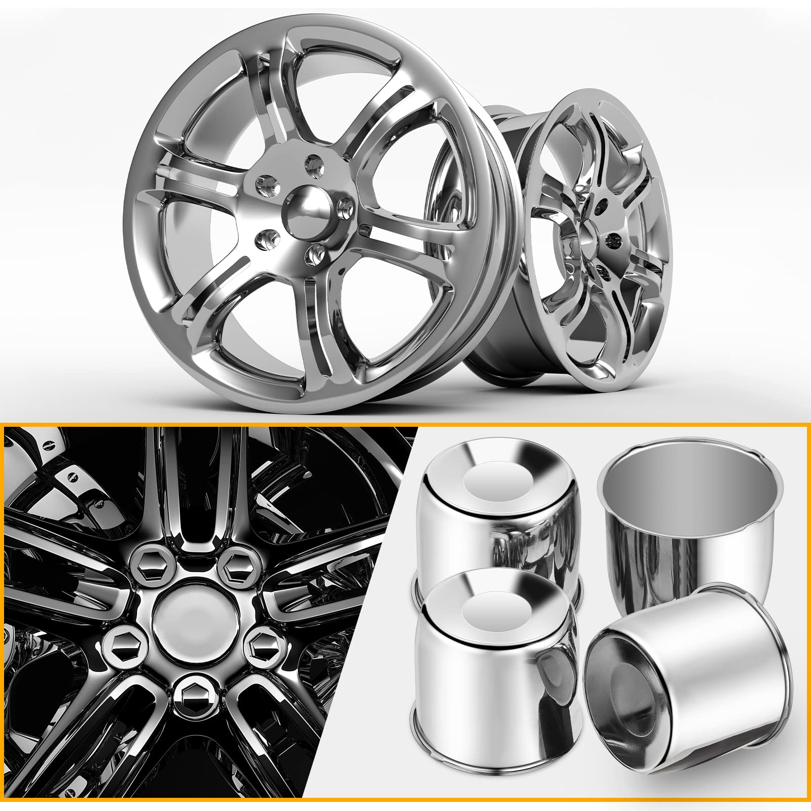 Tallew 4 Pcs Wheel Center Caps Push Through Car Trailer Center Caps Carbon Steel For Rims Truck Auto(Silver,Suits For 4.25 Inch)