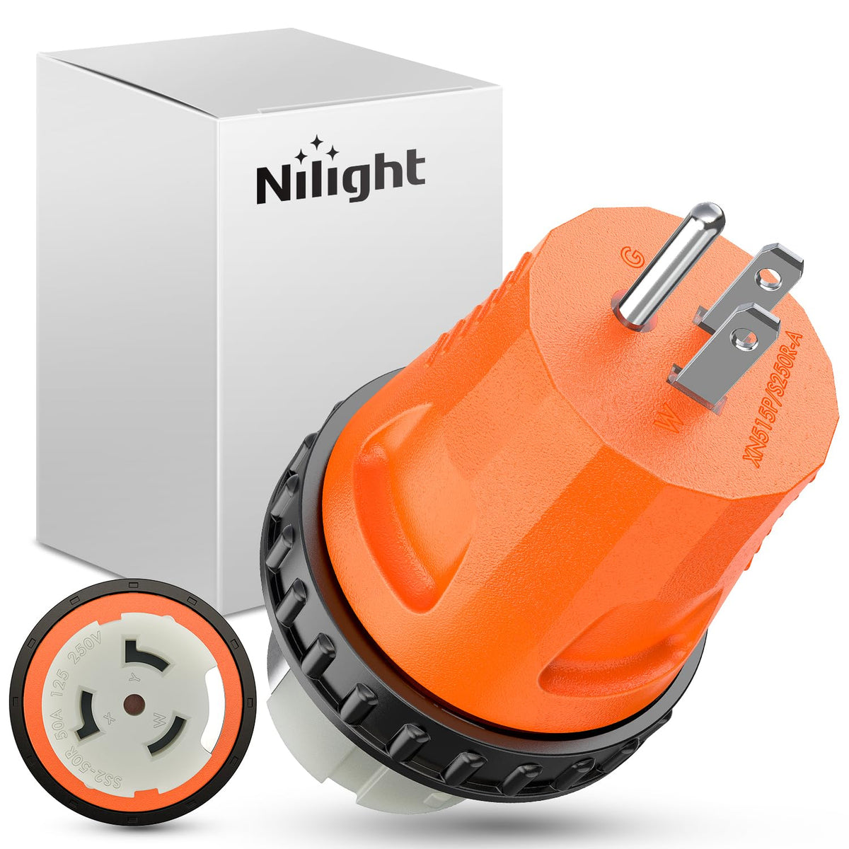 Nilight 15 Amp To 50 Amp Rv Power Adapter 110 Volt Twist Locking Connector 5-15P To Ss2-50R 15A Male Plug To 50A Female Receptac