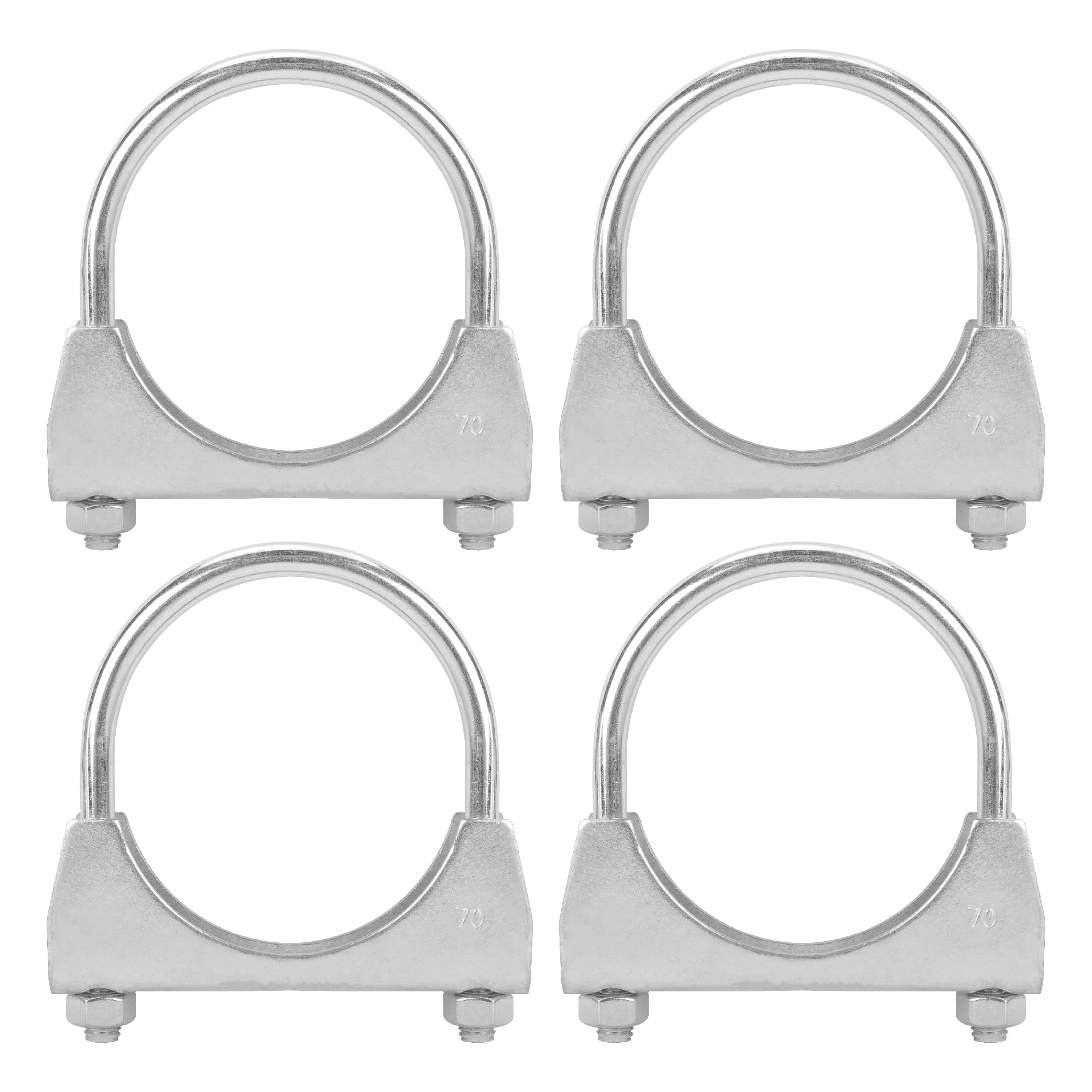 Batoneco 2.75'' U Bolt Clamp, Muffler Exhaust Clamps,2-3/4 Inch Saddle Style Heavy Duty Mild Steel(4-Pack)