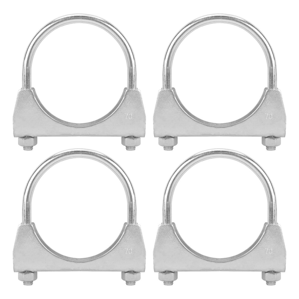 Batoneco 2.75'' U Bolt Clamp, Muffler Exhaust Clamps,2-3/4 Inch Saddle Style Heavy Duty Mild Steel(4-Pack)