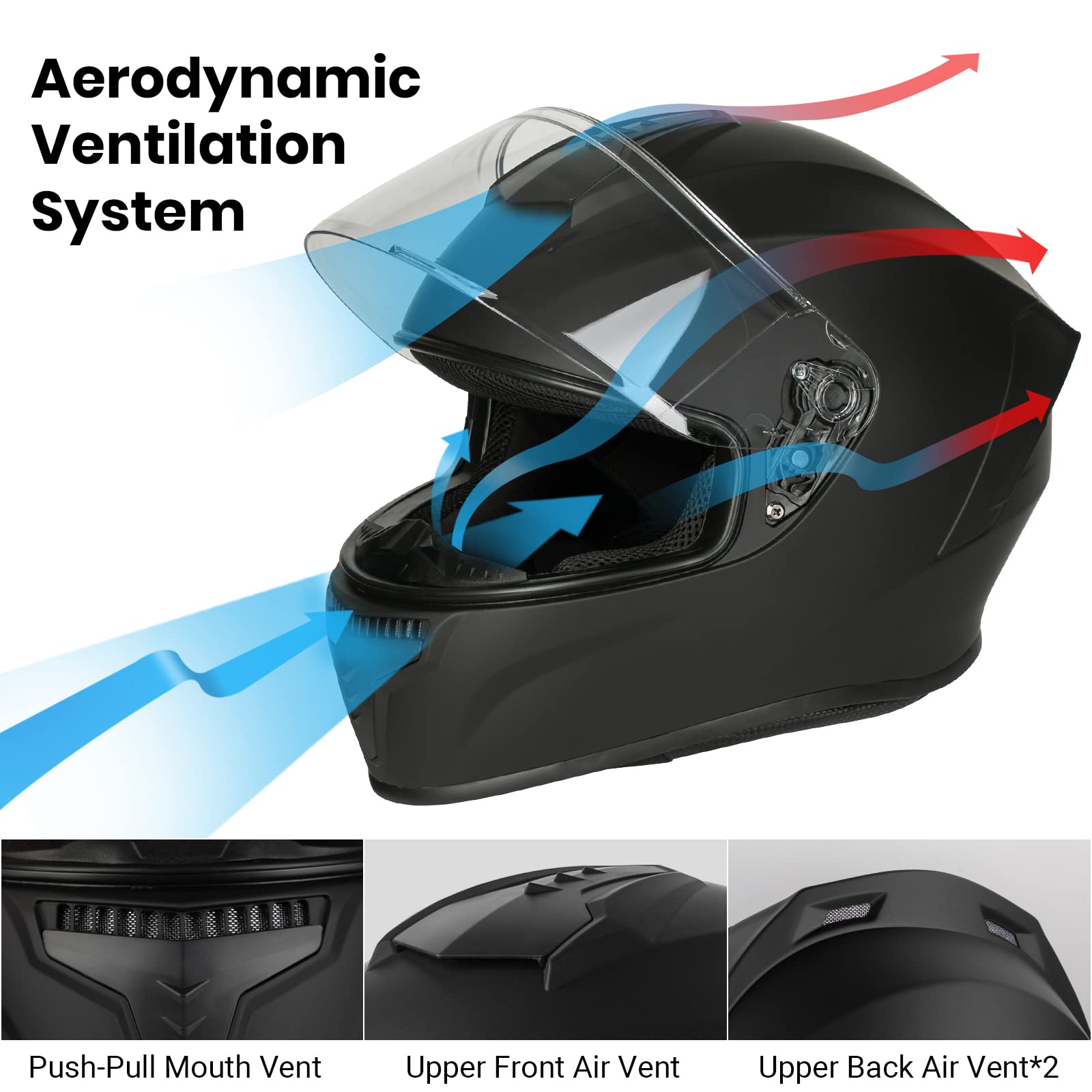 Favoto Motorcycle Full Face Helmet DOT Approved, Lightweight ABS Shell, Anti-Fog Film Included, Flip-Up Visor Lightweight Motorc