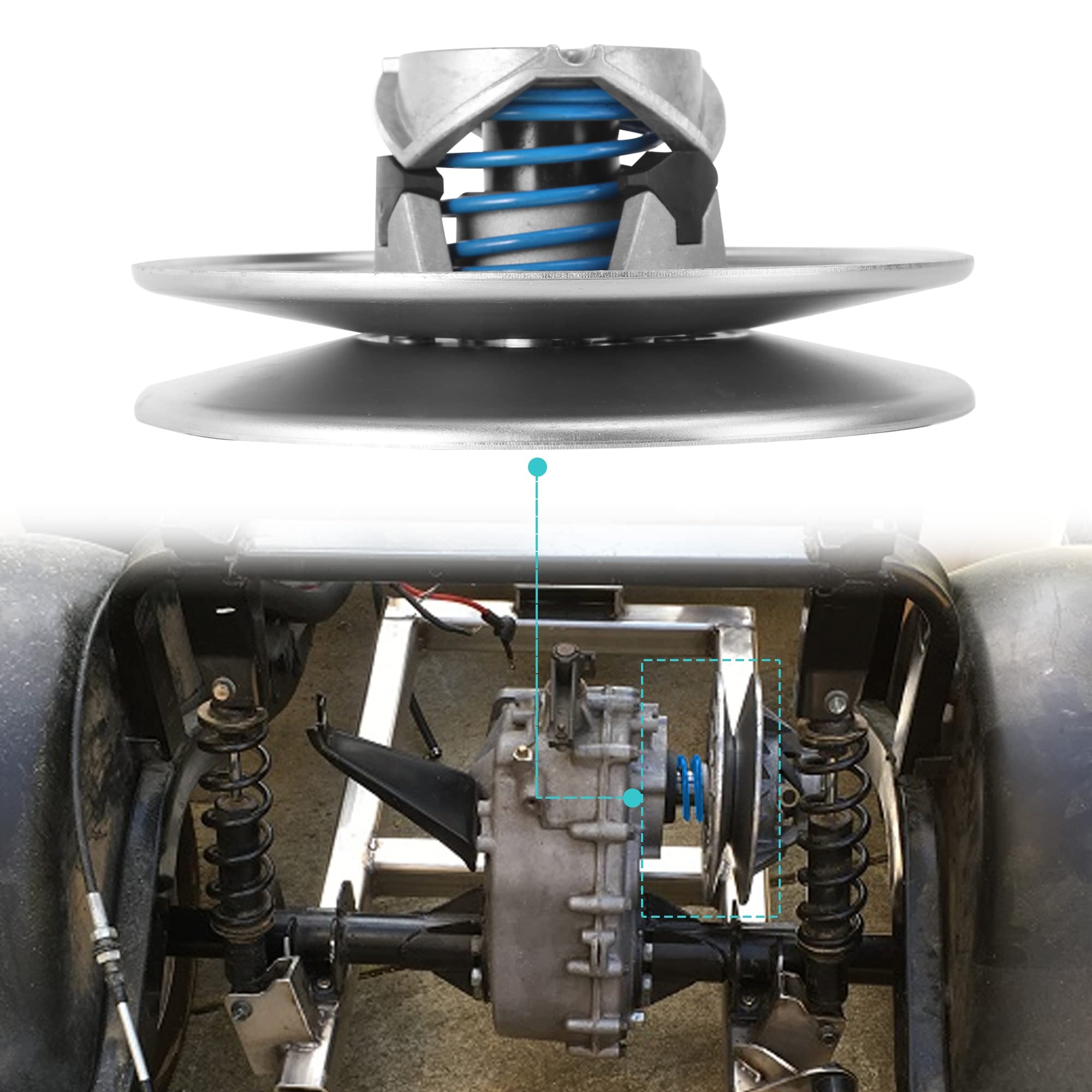 10L0L Golf Cart Secondary Driven Clutch For Club Car Ds & Precedent,1997-Up Club Cart 4-Cycle Gas Model Oem# 101834001 5701 - High Torque,Silver