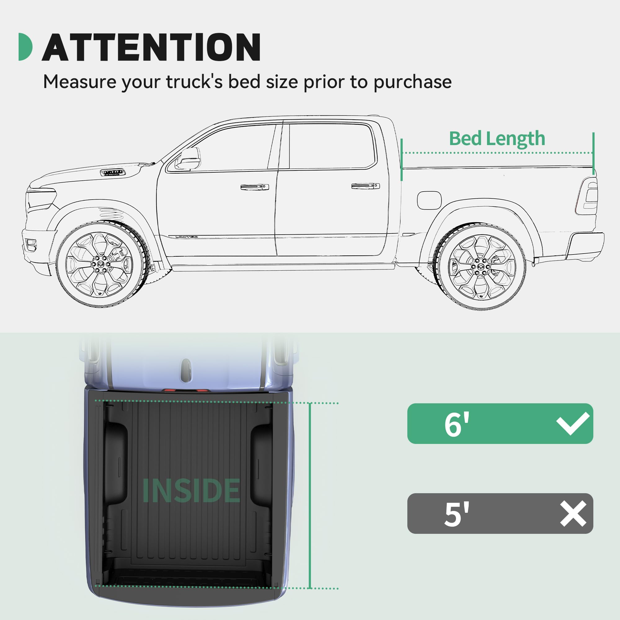 Soft Tri-fold Tonneau Cover Fit for Toyota Tacoma 2016-2023 with Track Rail System(Excl. Trail), Fleetside 6 Ft Bed
