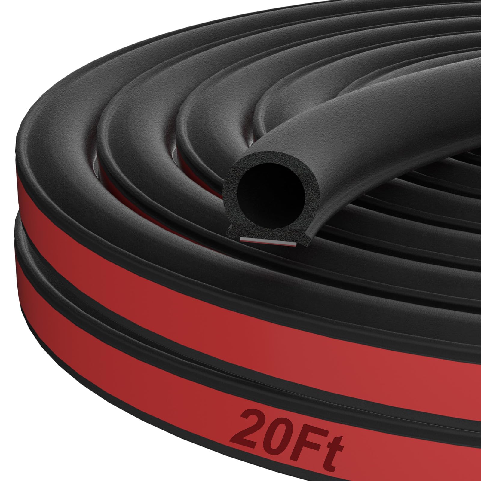Alophoty 20 Ft Rubber Weather Stripping Door Seal, D Shaped Automotive Weather Stripping, Car Door Seal Strip, Self Adhesive Sou