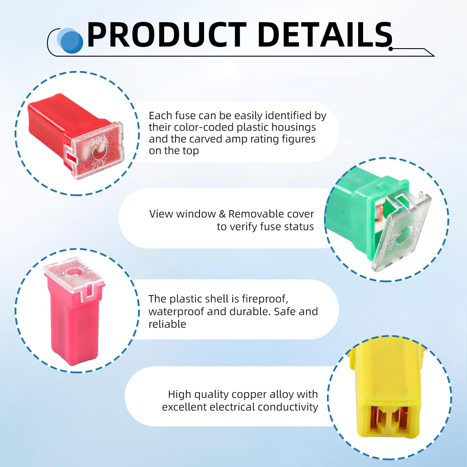 YNZDRWA 20PCS Car Fuses Assortment Kit, Tall/Standard and Low Profile Box Shaped Fuses for Pickup Trucks, Cars, RVs, and SUVs. P