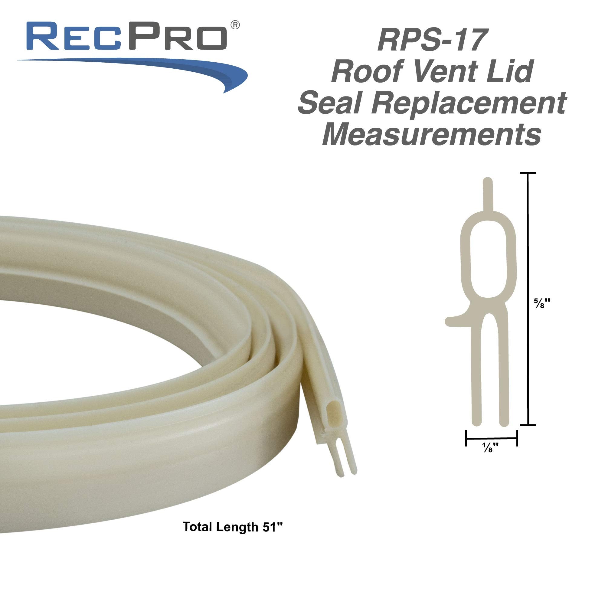 Recpro Rv Roof Vent Seal White Vinyl | 51'' Rv Seal Replacement For Ventline, Hengs And Camco Roof Vents Made In Usa (1 Pack)