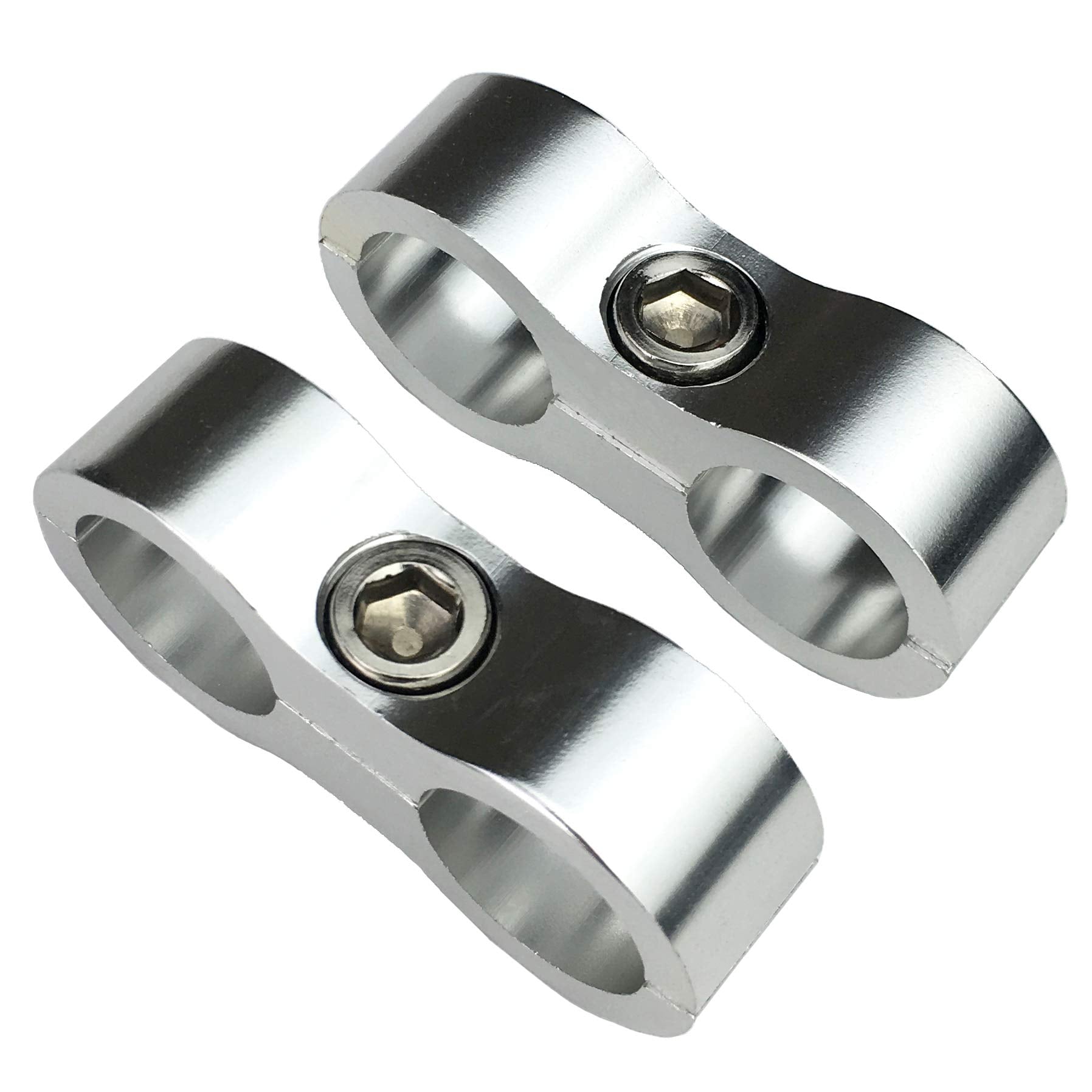 Billet Aluminum Hose Line Separator 10 AN Nylon/Steel Braided Pipe Tube Clamp Tooling For AN10 Dual Oil Fuel Water Hose Silver, 