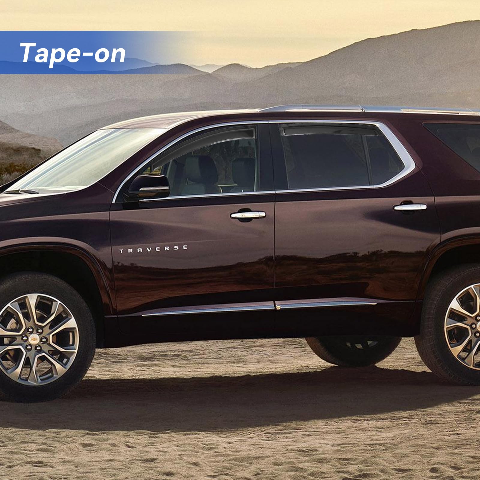 Window Visors Rain Guards Shield for 2009-2017 Chevy Traverse, Out-Channel Window Vent Wind Deflectors Visors Shades for 09-17 T