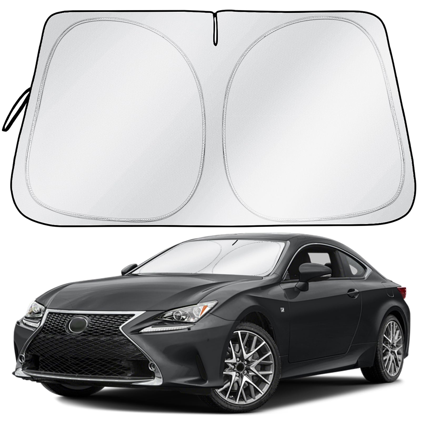 Windshield Sun Shade - Car Sun Shade with Storage Pouch, Foldable Sun Shade for Car Window Reflect UV Sun and Heat Fits Small Se