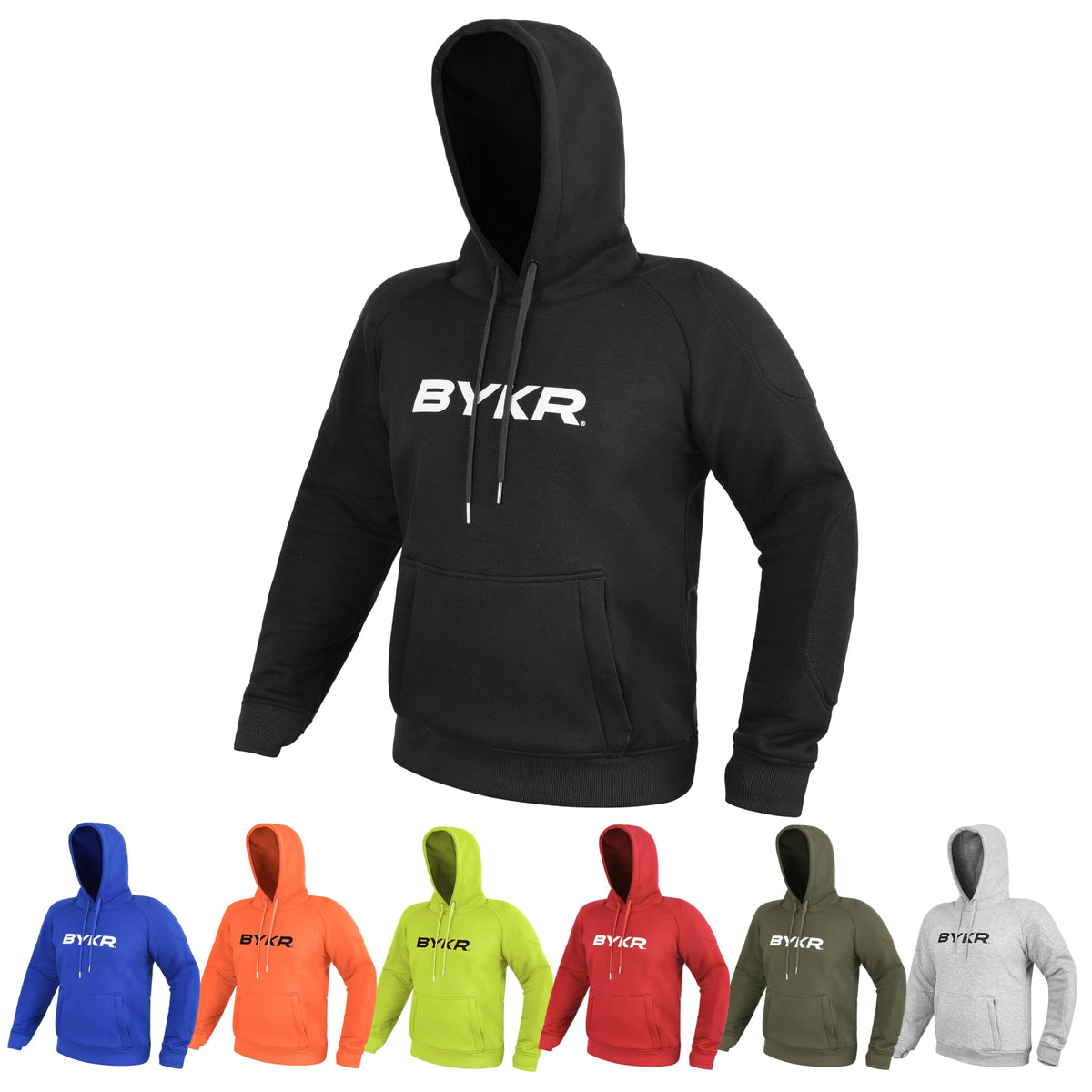 BYKR Motorcycle Hoodie for Men & Women Biker Motorcycle Jackets Breathable Motorbike Riding Sweatshirt All Weather CE Armored (B