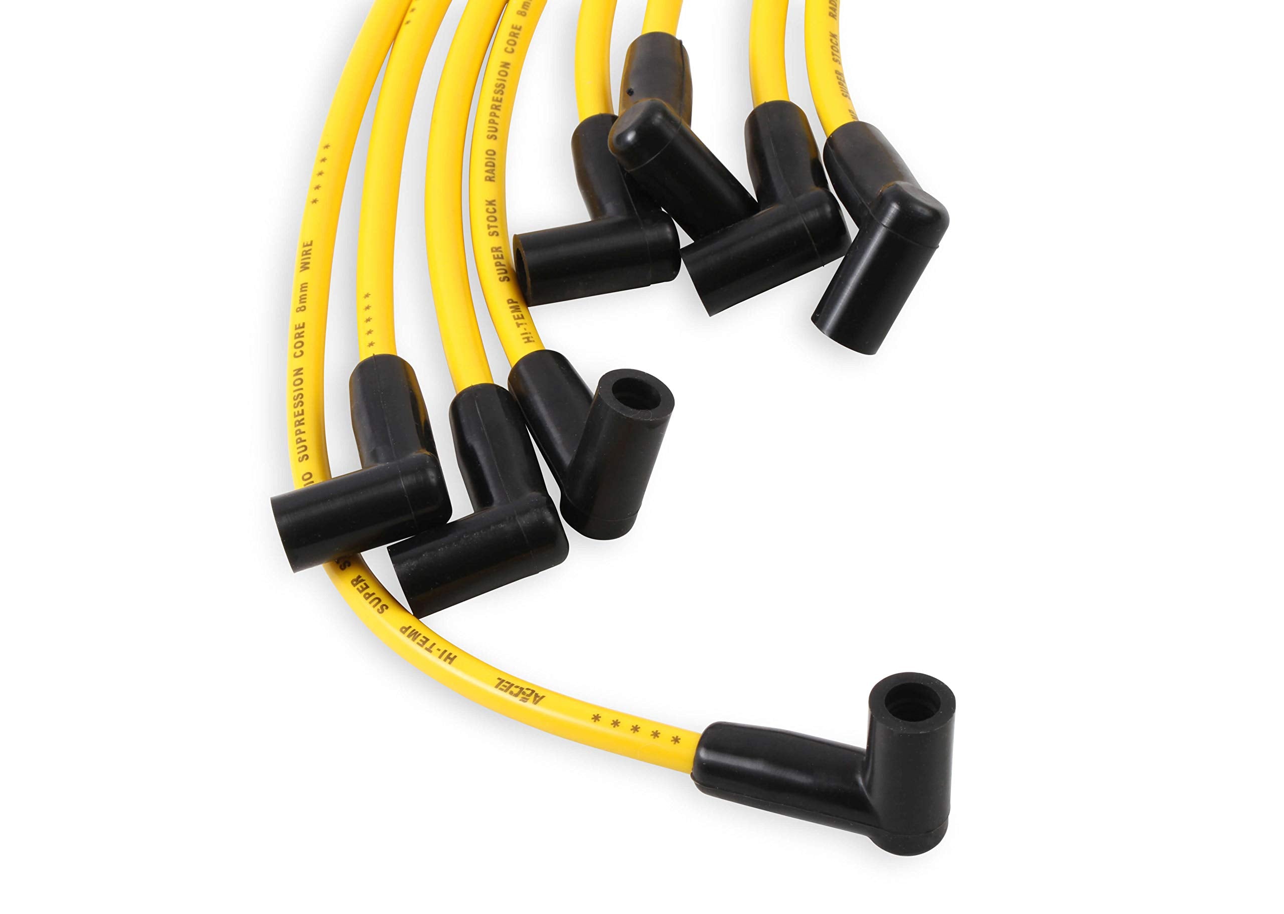 Accel 4048 Spark Plug Wire Set - 8Mm - Yellow With Hei Stock Style Boots