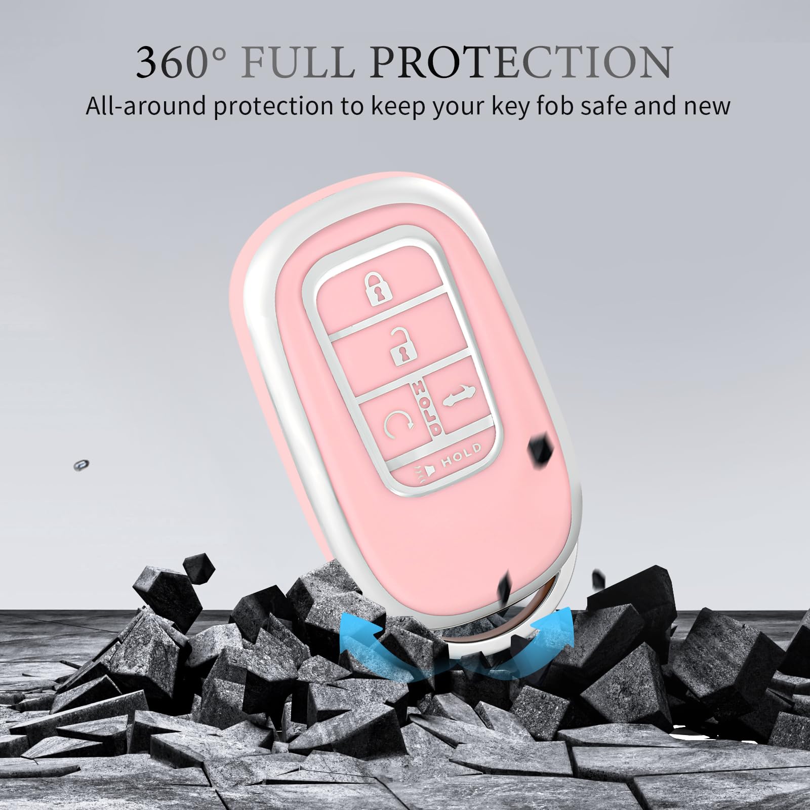 OFFCURVE Key Fob Cover for Honda, Special Car Key Case Compatible with 2022 2023 Honda Civic Accord HR-V CR-V Pilot Sport SI EX