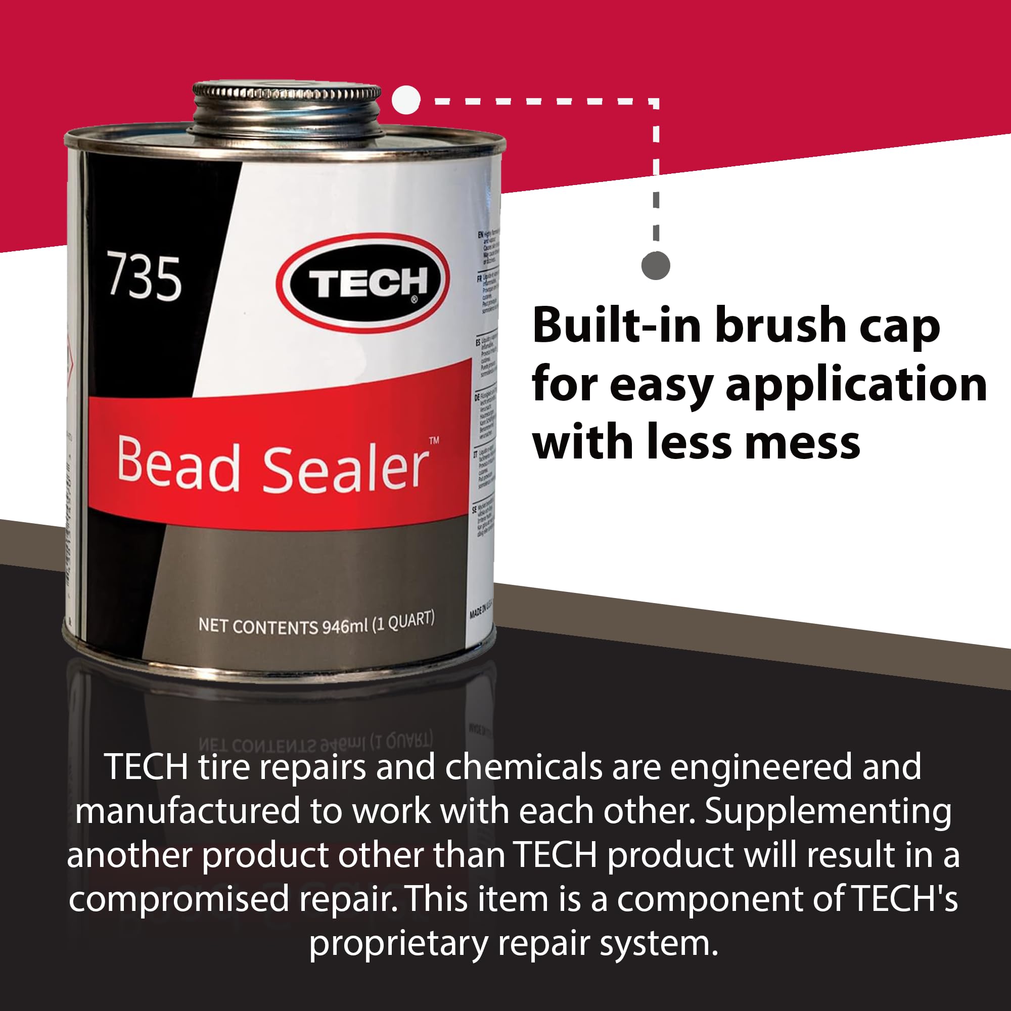 Tech Natural Rubber Sealer - Stops Leaks Between Rim And Edge, Fills Gaps For Old Or New Wheels, Compatible With Tubeless Sealan