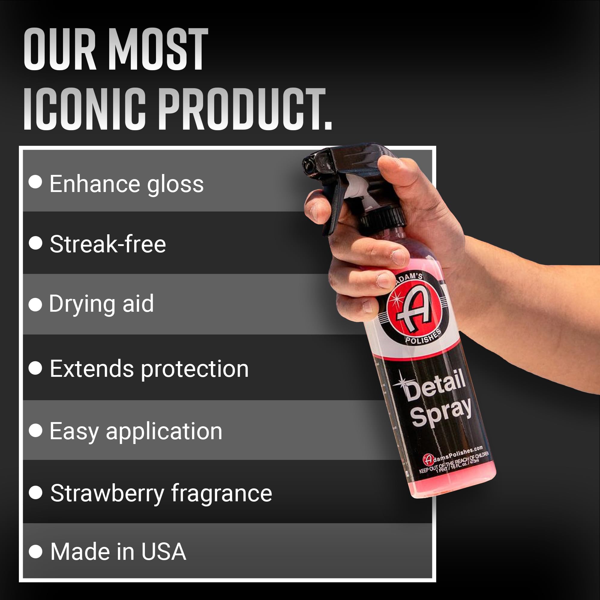 Adam's Polishes Detail Spray - 5 Gallon Quick Waterless Car Cleaner, Enhances Shine & Gloss, Model DET500