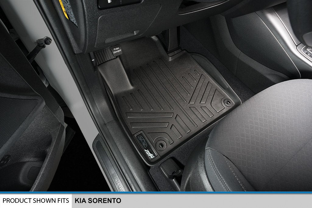Maxliner All Weather Custom Fit 3 Row Black Floor Mat Liner Set Compatible With 2016-2020 Kia Sorento (Only Fits 7 Passenger Mod
