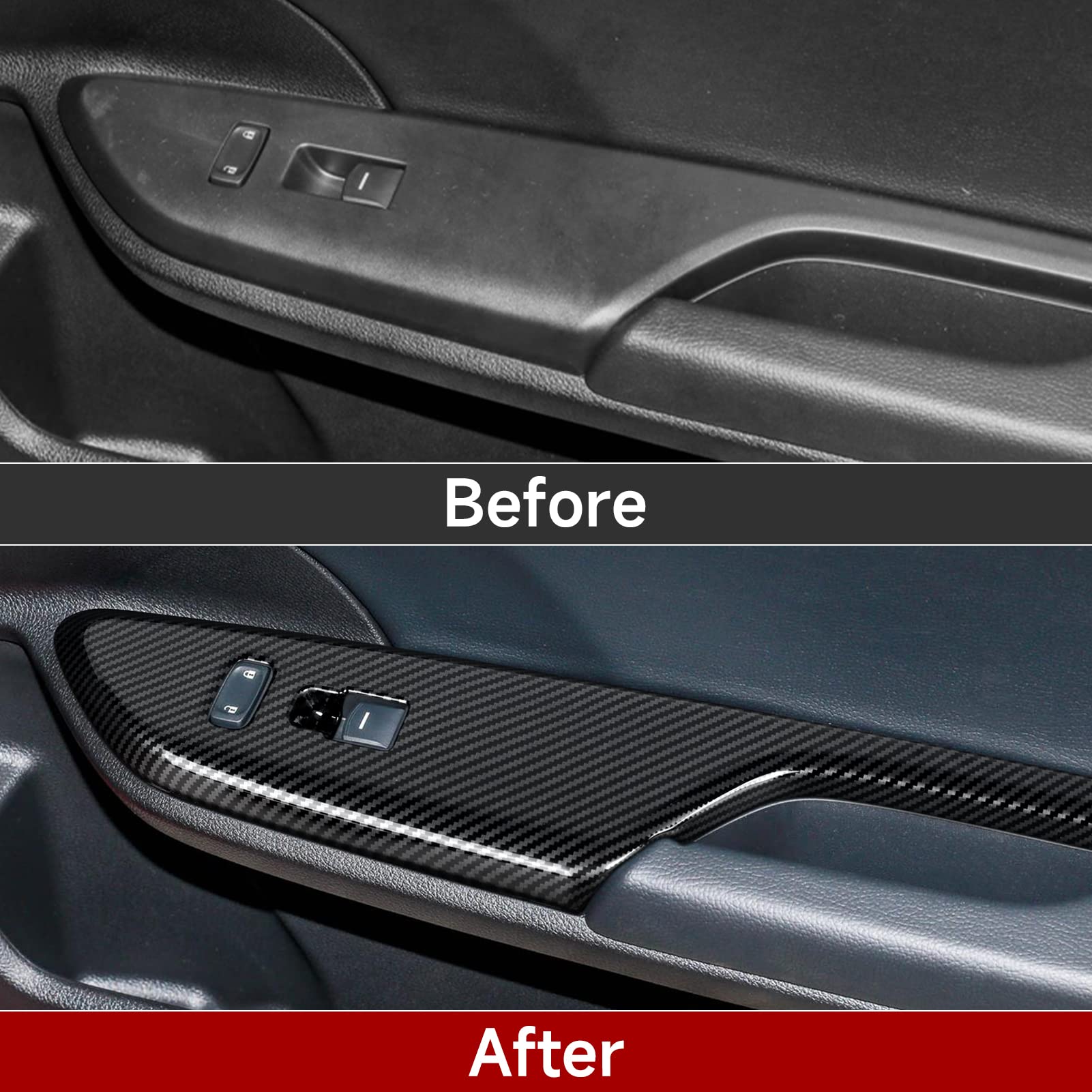 BRMYL Car Window Lift Control Switch Panel Cover Decals for 2016-2021 Honda Civic 10th Gen Accessories ABS Carbon Fiber Stickers