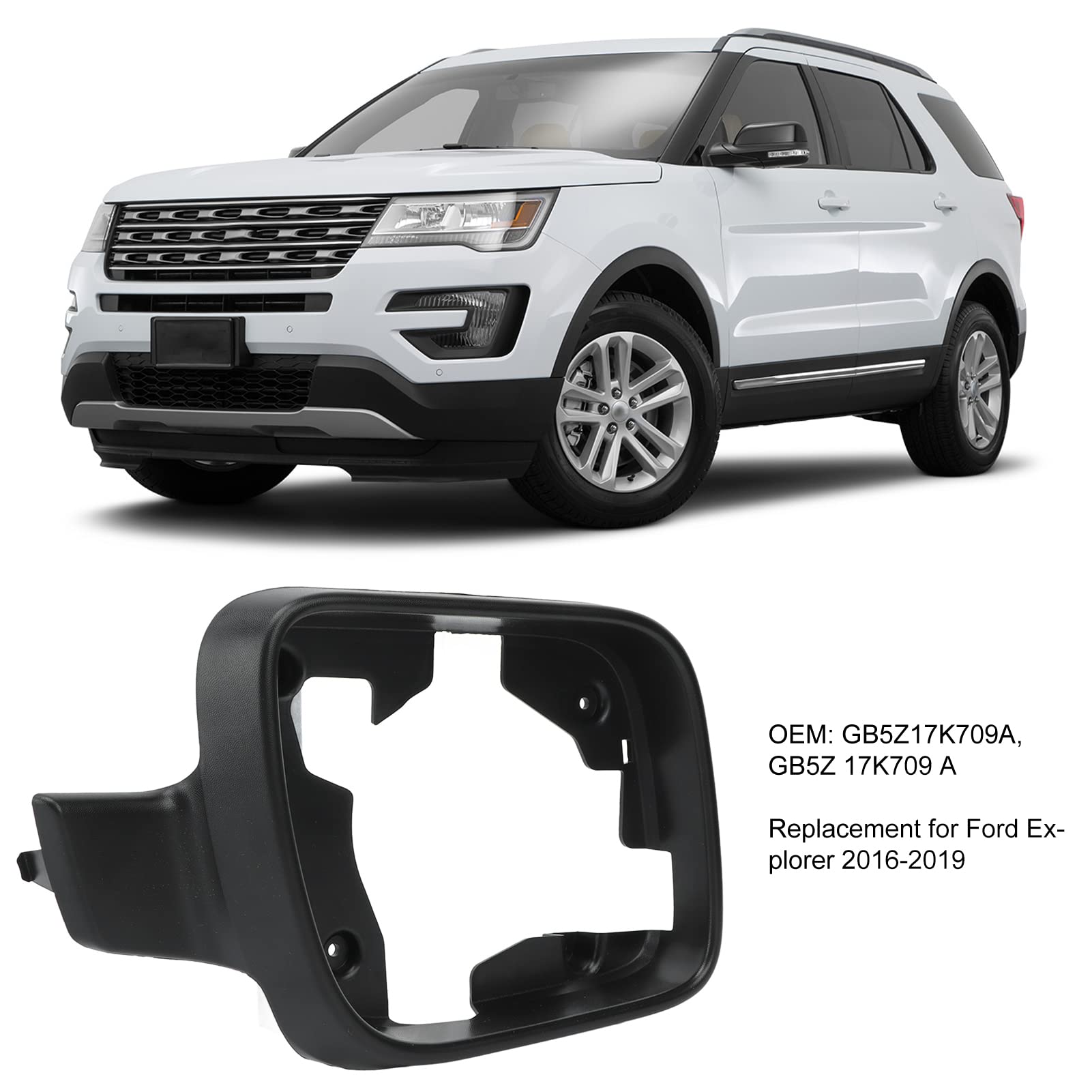 Door Outside Rear View Mirror Cap Trim Replacement For Ford Explorer 2016-2019, Right Passenger Side Mirror Inner Cover Replace, Oe: Gb5Z17K709A