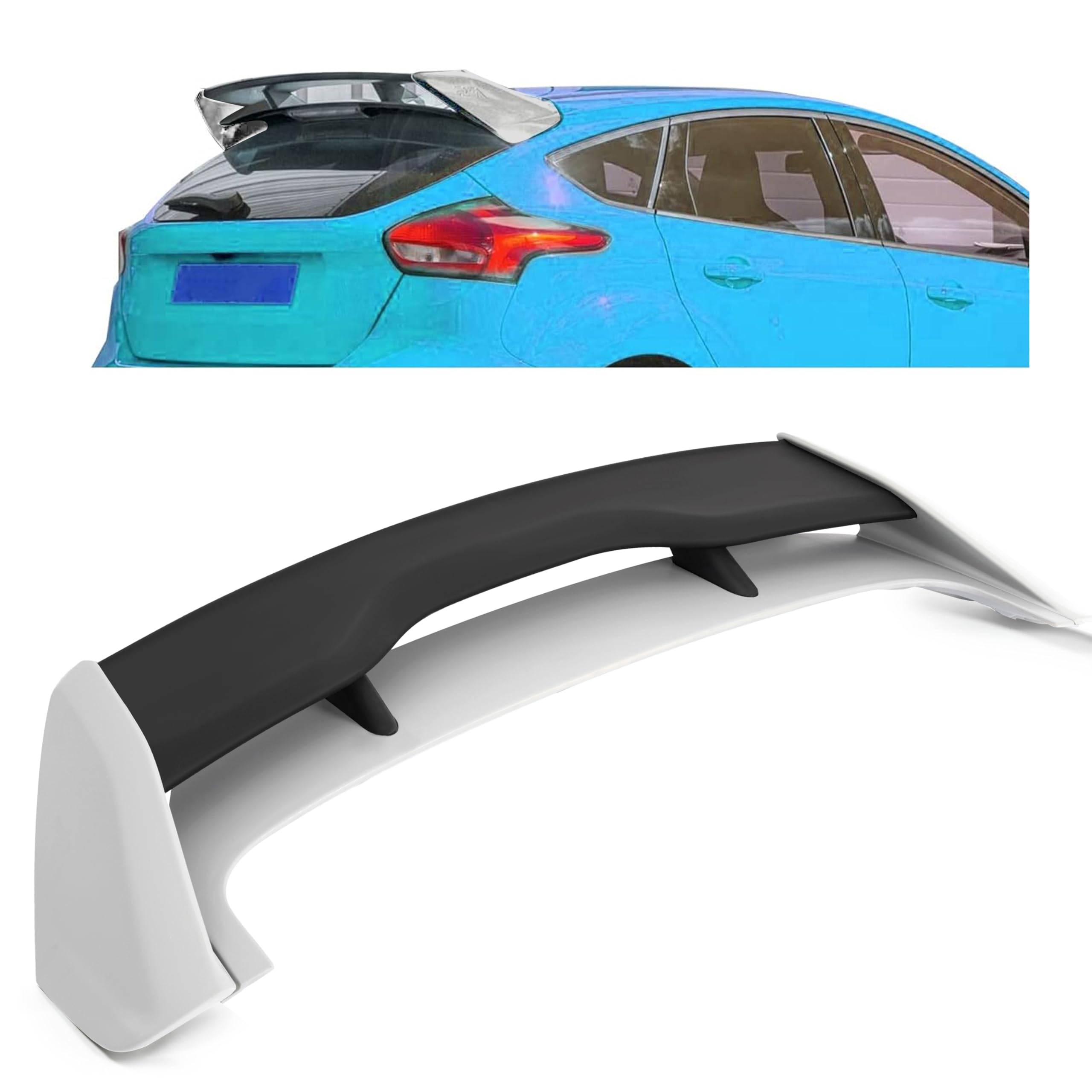 Kuafu Roof Spoiler Compatible With 2012-2018 Ford Focus Hatchback Models Rear Wind Spoiler Plastic Gray & Black Painted