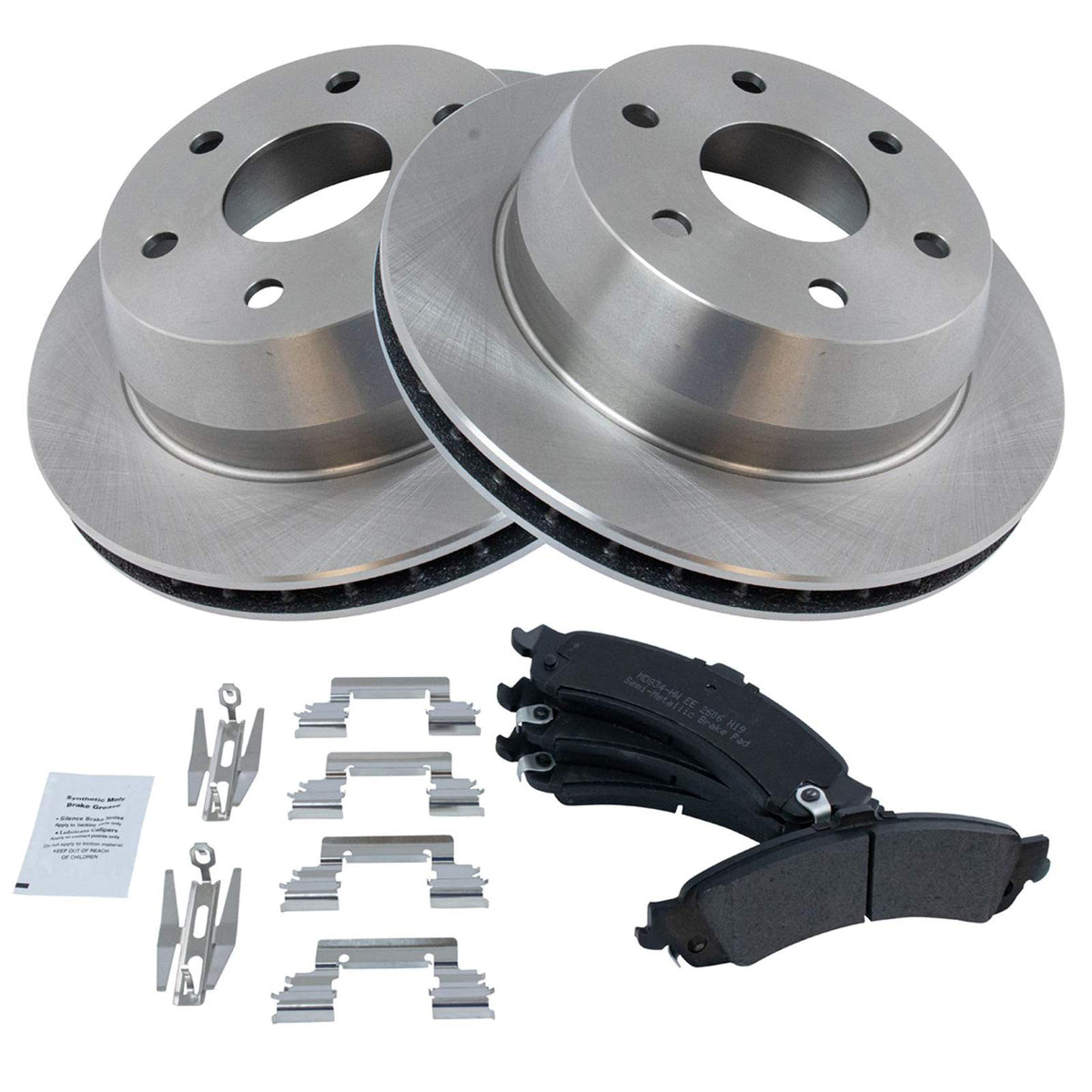 Trq Premium Posi Semi-Metallic Brake Pad & Rotor Rear For Cadillac Chevy