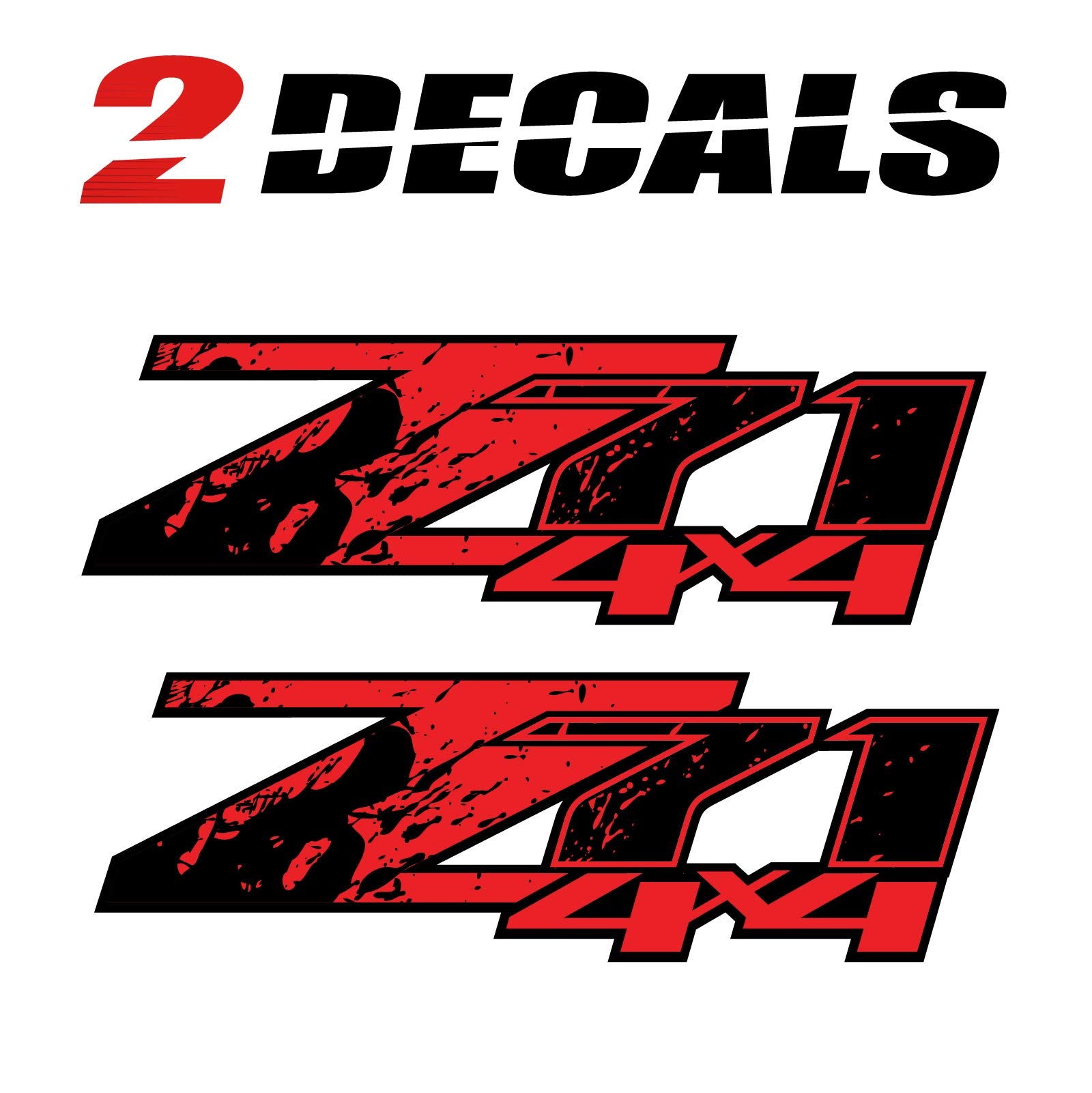 Z71 4X4 (Set Of 2 Decals) - F - 1500 2500 Hd Stickers (Z71 4X4 Red Splash)