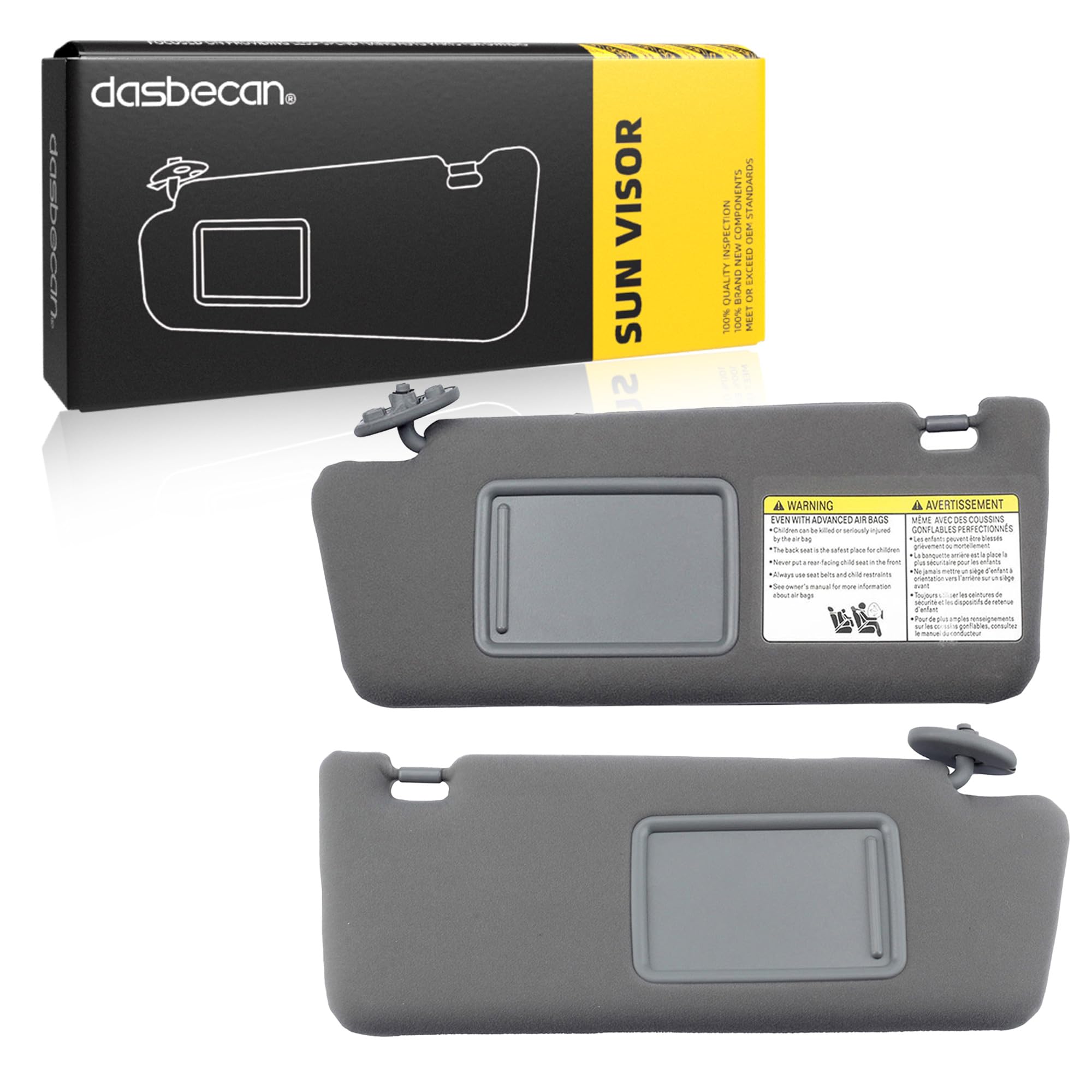 Dasbecan Left Driver & Right Passenger Side Sun Visor Compatible With Toyota Tacoma 2005-2012 2013 2014 2015 74320-04181-B1 7432
