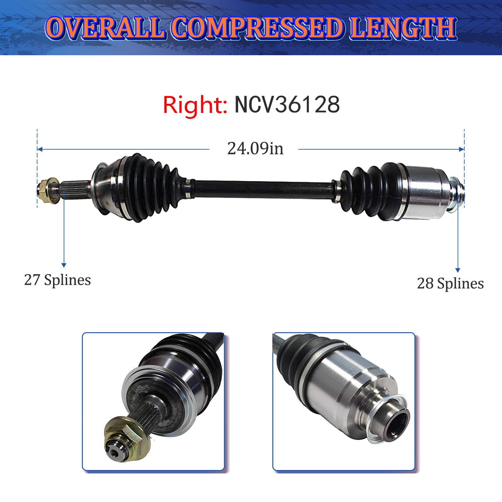 MAXFAVOR CV Axle Shaft Assembly Front Left Right Side Pair Compatible With Acura TL Honda Accord Base EX LX 3.0L 3.2L Automatic