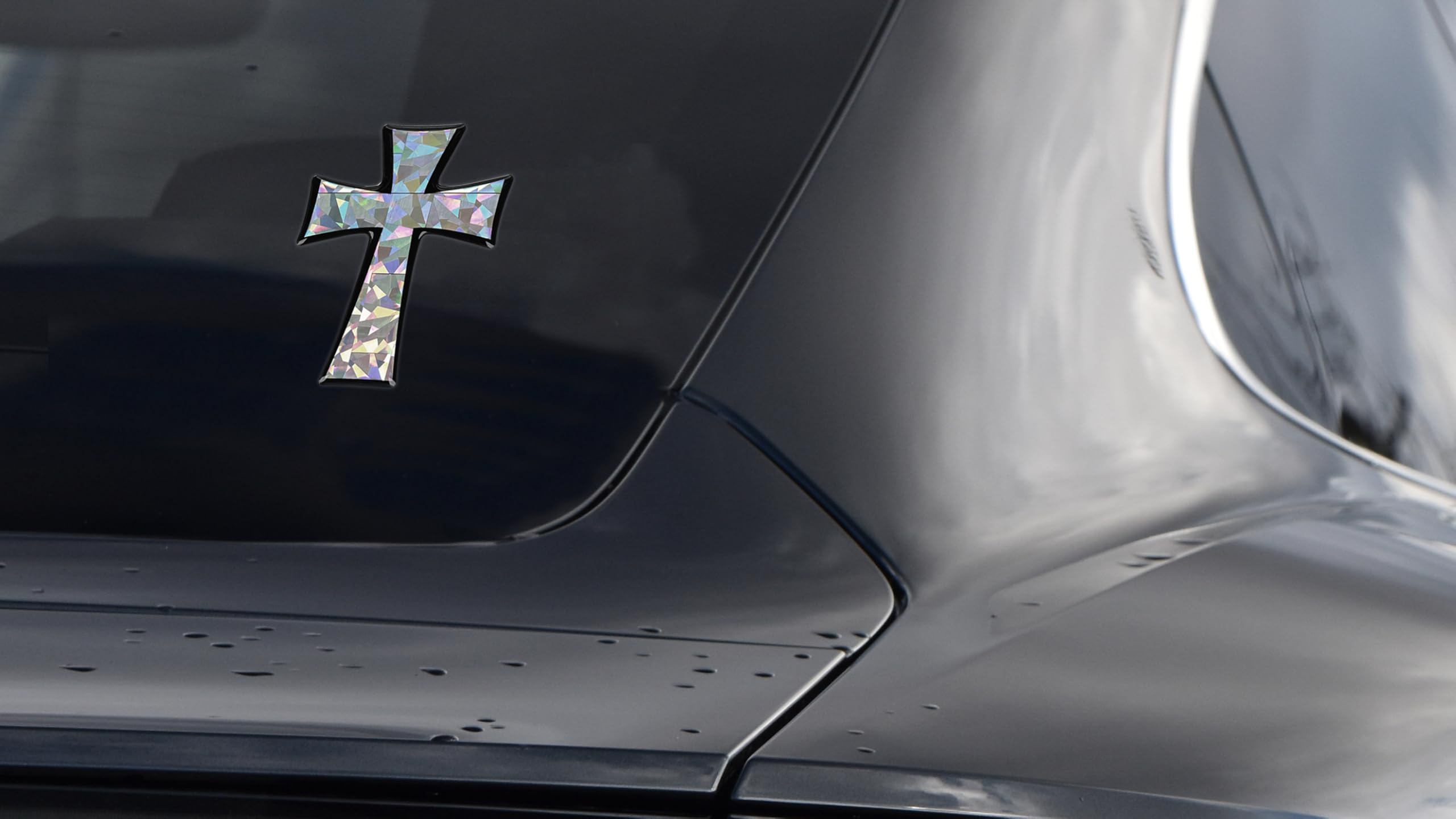 Elektroplate Christian Cross Automotive Decal 3.25    x 2.5    | Premium Weatherproof Religious Sticker Decal for Cars, Trucks,