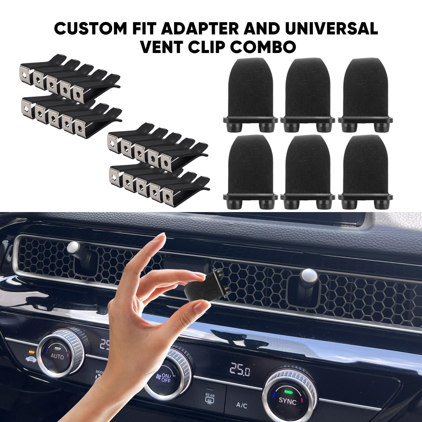 moonateen 20 Pieces Square Head Car Vent Clips + 6 Adapters for 11th Gen Honda Civic - Custom Fit Car Air Fresheners for Honeyco