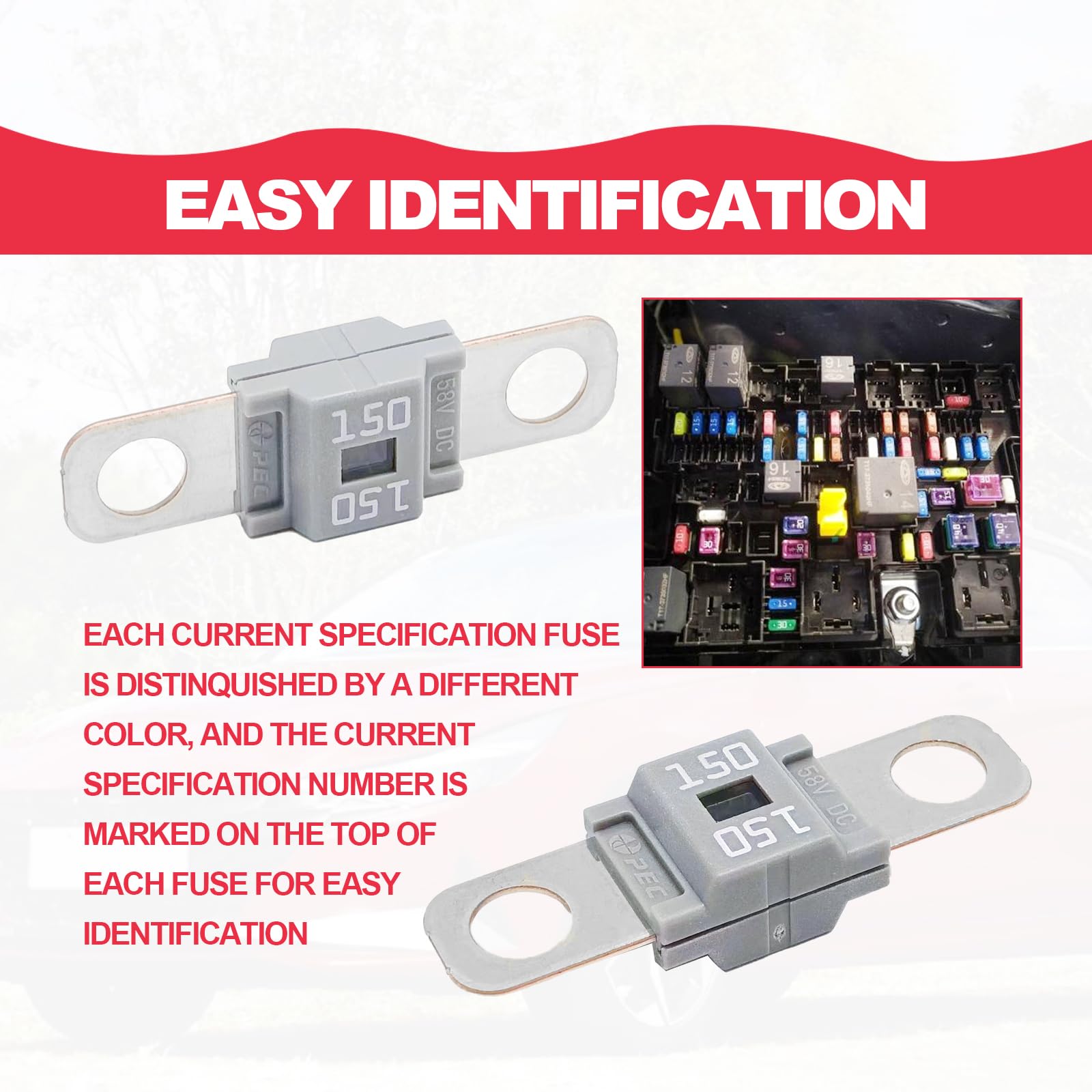 Pack of 3 AMI/Midi Fuse 150 Amp High Current Fuse Bolt-on Fuse, commonly used in cars, trucks, construction vehicles, agricultur