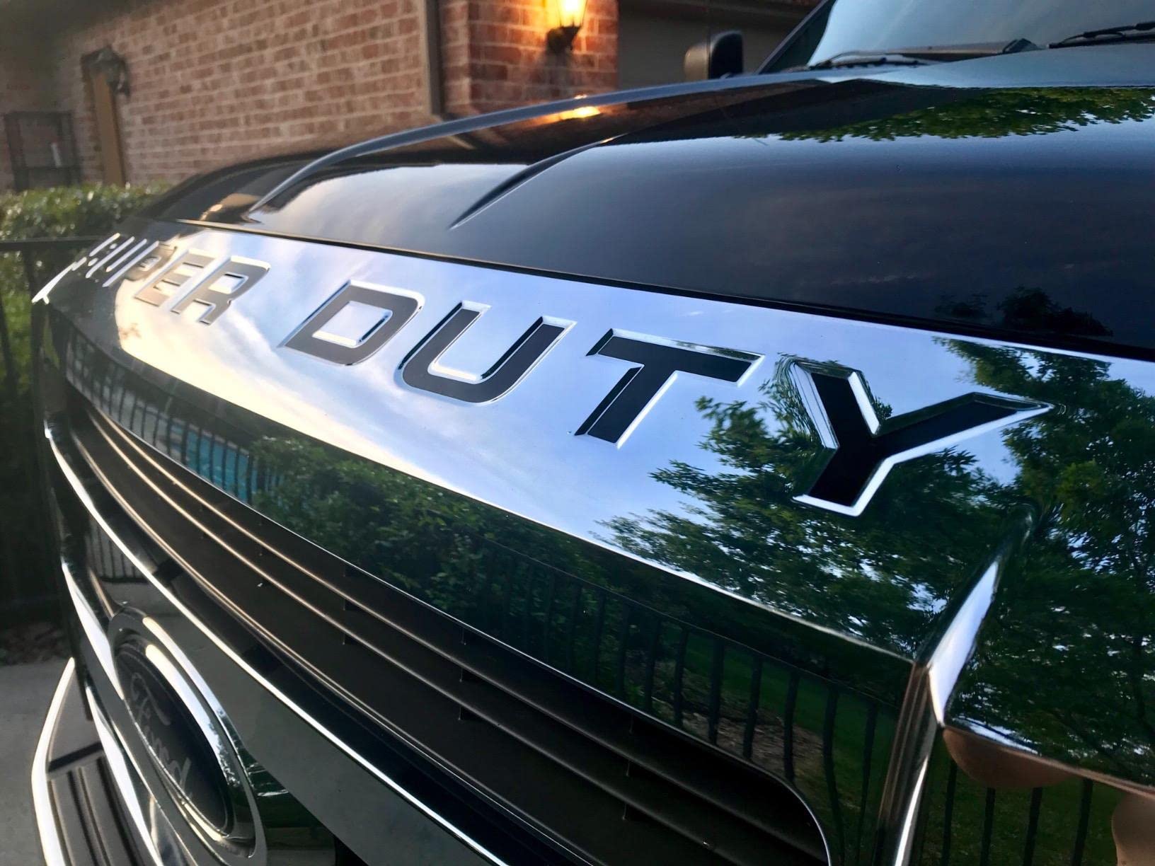 Decal Mods 2008-2016 Hood/Grille Letters Inserts Inlays Decals Stickers for Ford Super Duty F250 F350 F450 (2008-2016) (Thin Decal) - CB (Black Gloss)