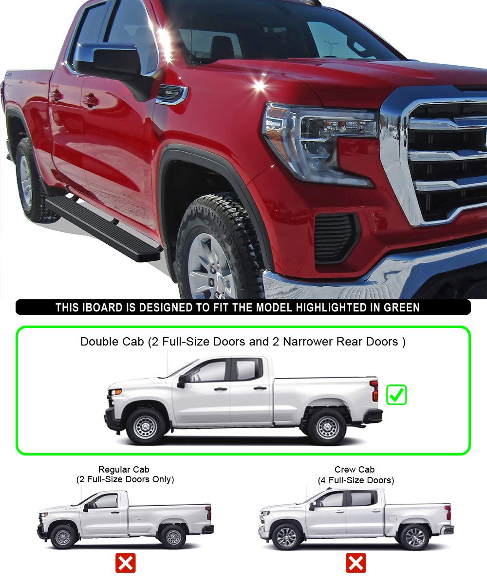 Aps (Black 5In) Steel Nerf Bars Compatible With Silverado Sierra 1500 2019-2024 Extended Cab & 2500 3500 2020-2024 (Exclude 19 1500 Ld)(Silverado 1500 Ltd Sierra 1500 Ld 2022)