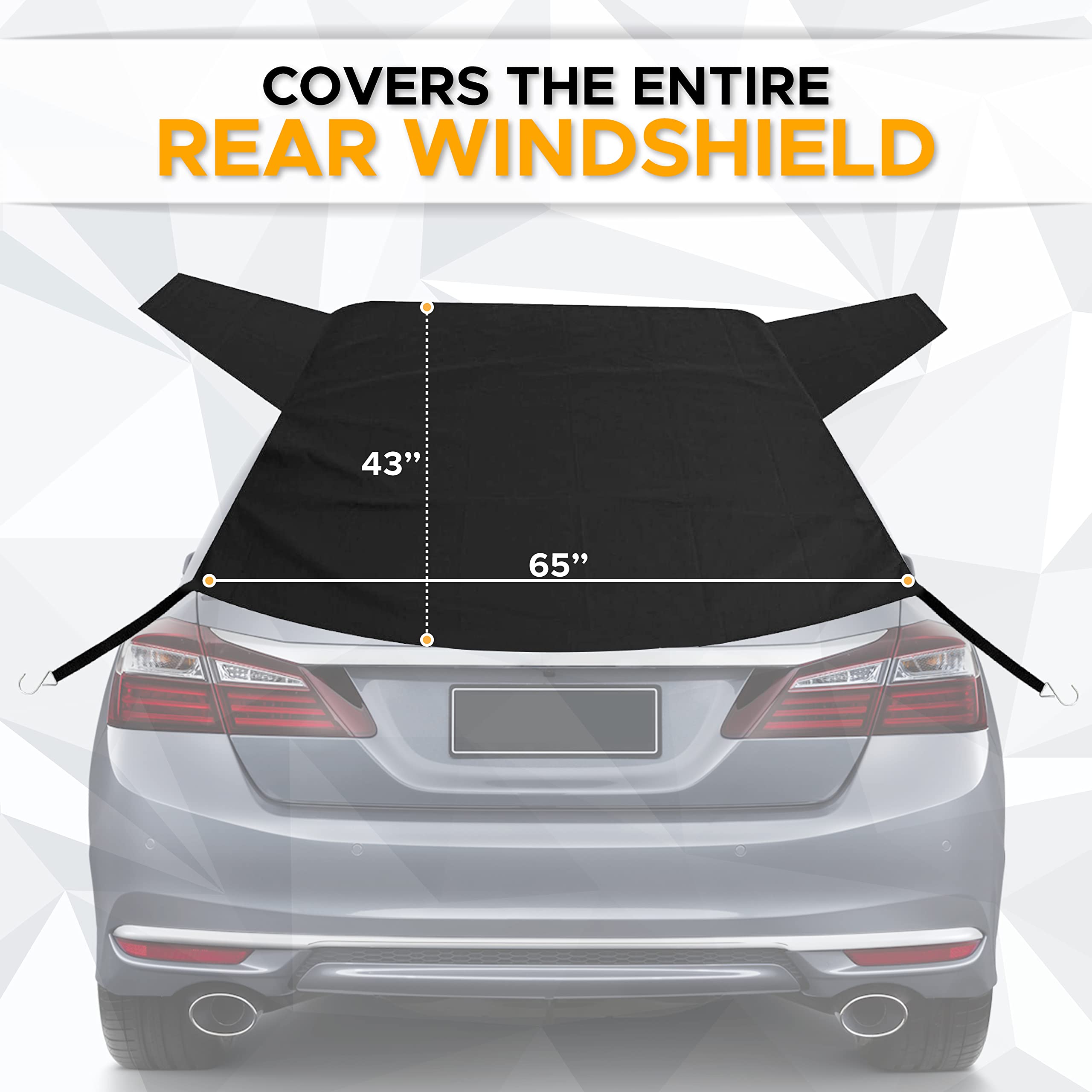Econour Rear Windshield Snow Cover | All Weather Back Window Frost Cover Offers Complete Protection From Snow, Ice & Other Winter Debris | Winter Car Accessories That Fits Most Sedans, Suvs & Vans