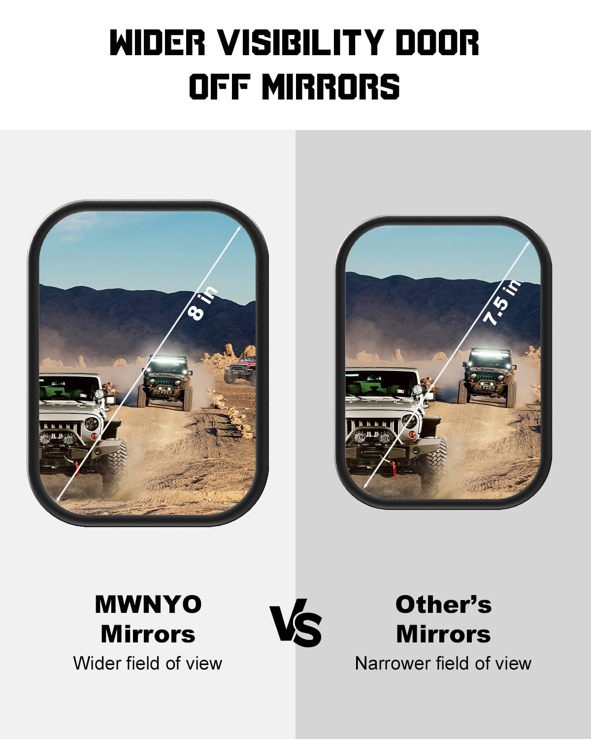 Wrangler Mirrors Doors Off Compatible with Jeep Wrangler JK JL JT Gladiator & Unlimited 2007-2025, MWNYO All-Aluminum Alloy Side