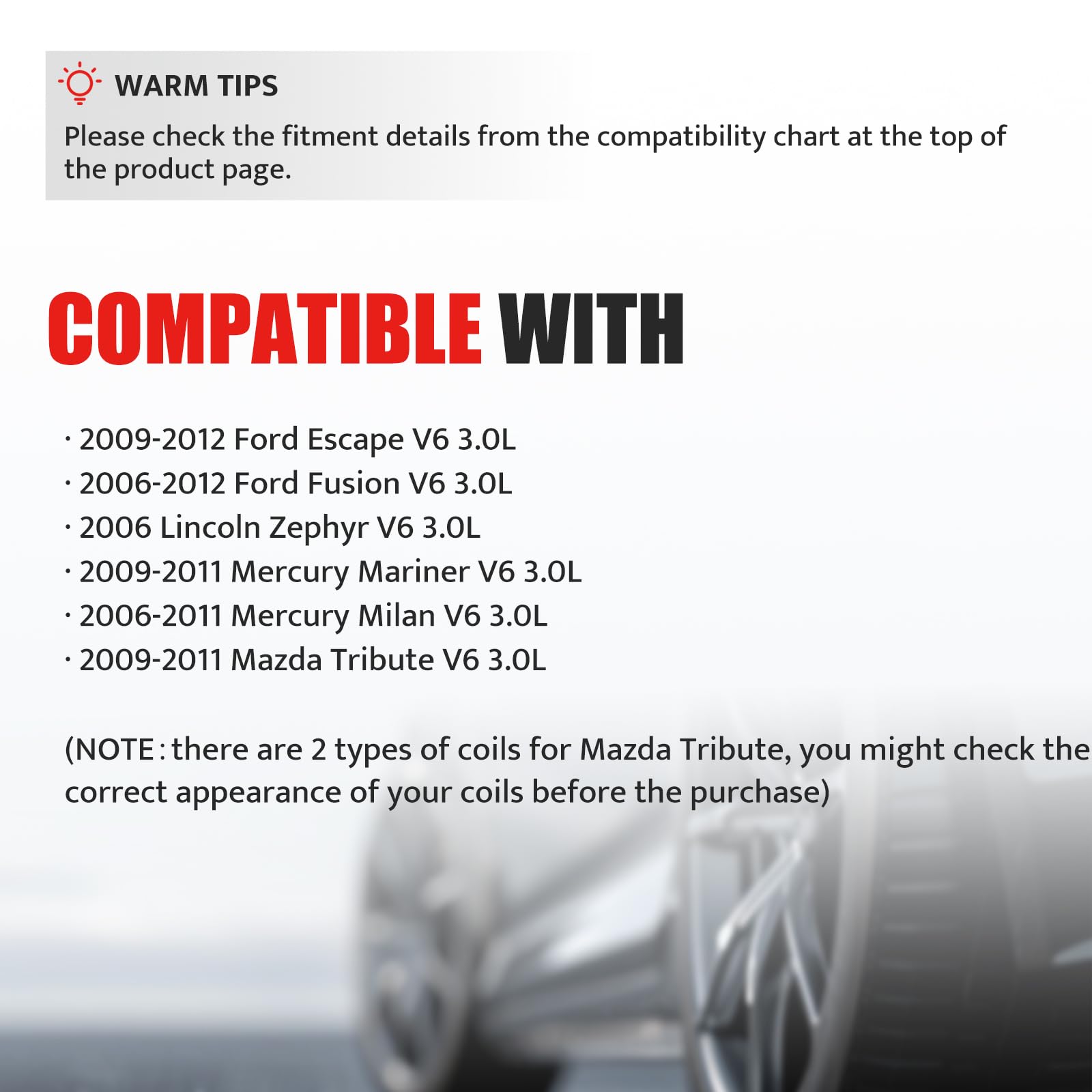 Npauto Ignition Coil Pack Replacement For V6 3.0 3.0L 2009-2012 Ford Escape/Ford Fusion 2006 2007 2008 2009 2010 2011 2012, Mazd