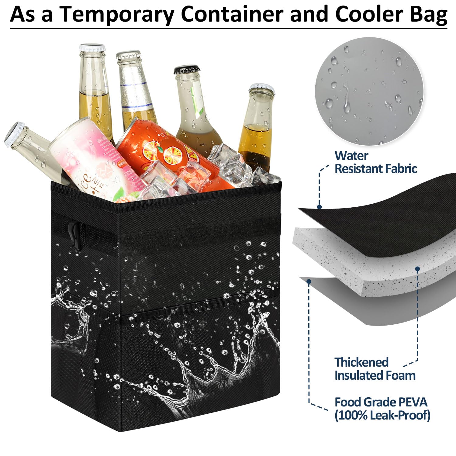 Elongriver Car Trash Can Bin For Car Back Seat Leak Proof, Cute Car Trash Bag Hanging, Vehicle Trash Can For Suv Truck Van, Auto