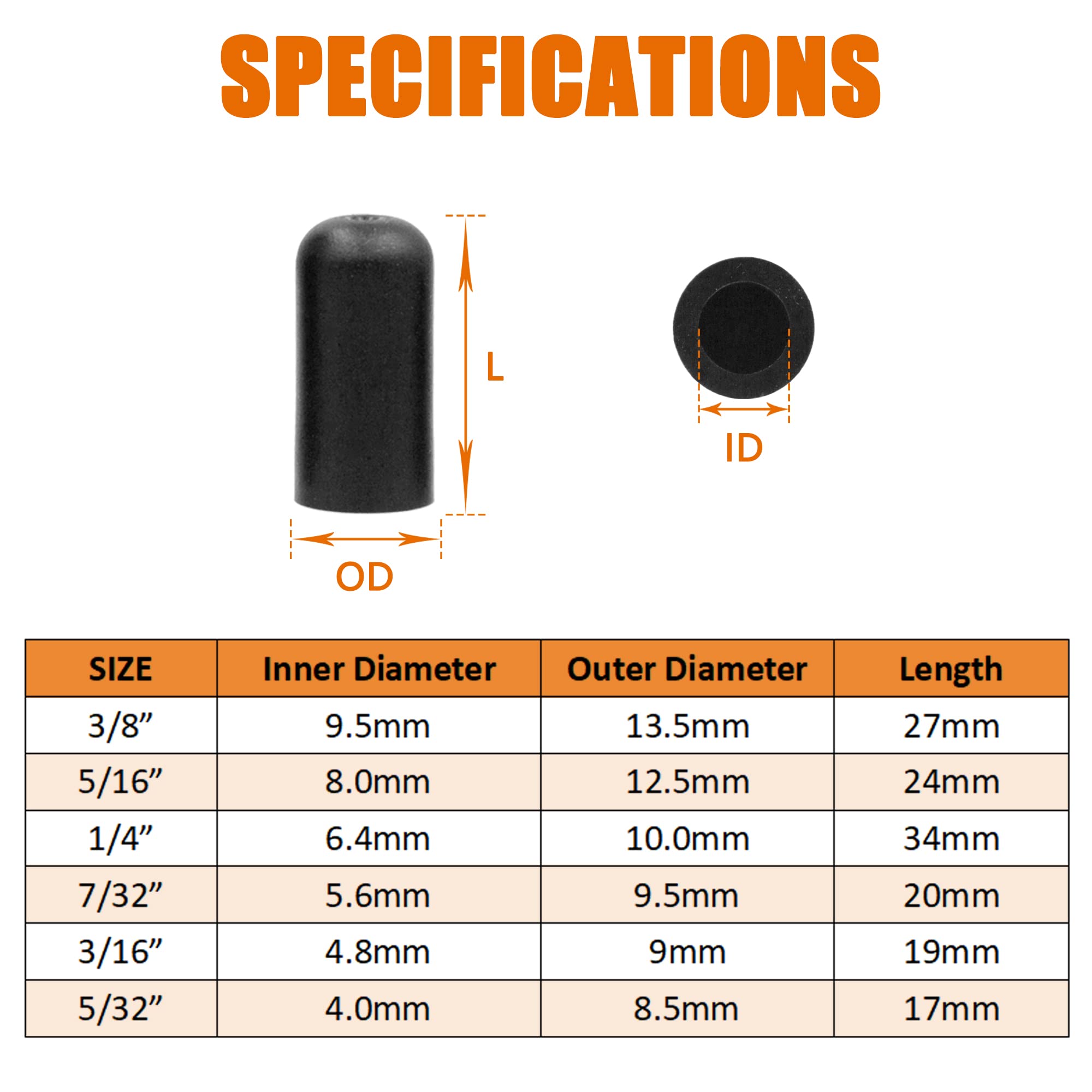 Ispinner 60Pcs Rubber Vacuum Caps Assortment Kit, Hose End Caps For Carburetor, Manifold, Automotive 3/16' 5/32' 7/32' 1/4' 5/16' 3/8'