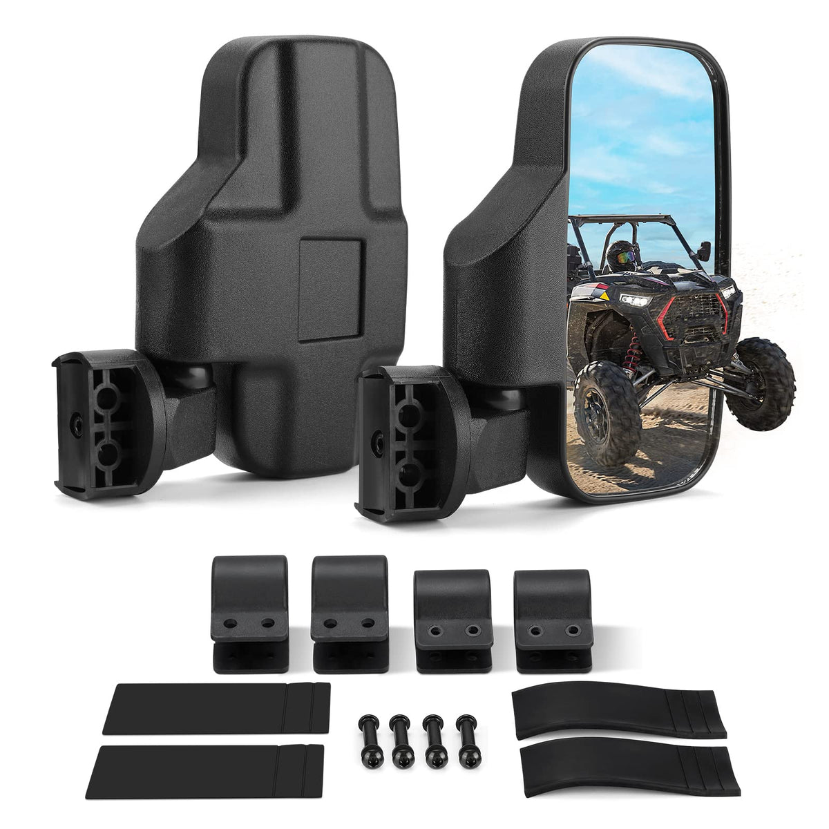 KEMIMOTO UTV Mirrors UTV Side Mirrors Fits 1.6 inch to 2 inch Roll Cage Compatible with Polaris RZR 900 1000 Can Am Kawasaki Mul
